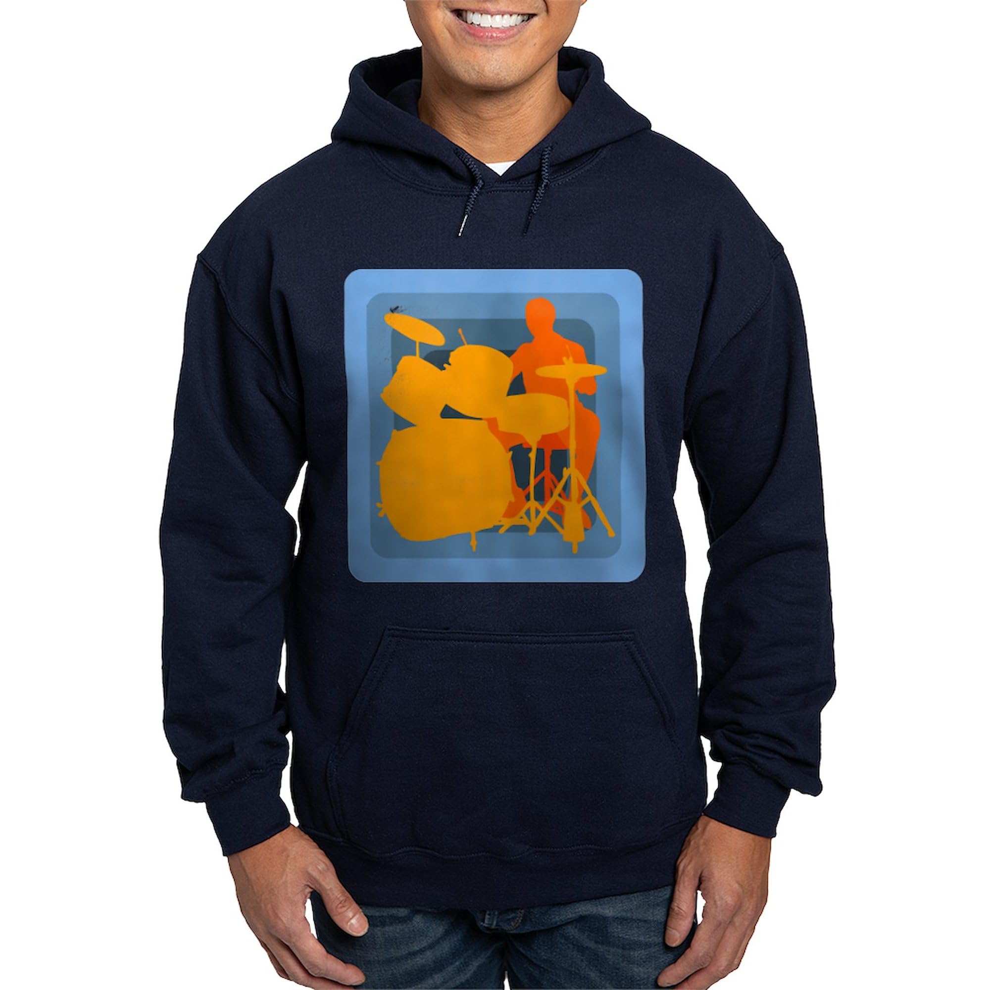 Drummer Hoodie for Men - Dark Regular Fit Pullover Hooded Sweatshirt | Perfect for Music Lovers, Band Performances & Casual Wear