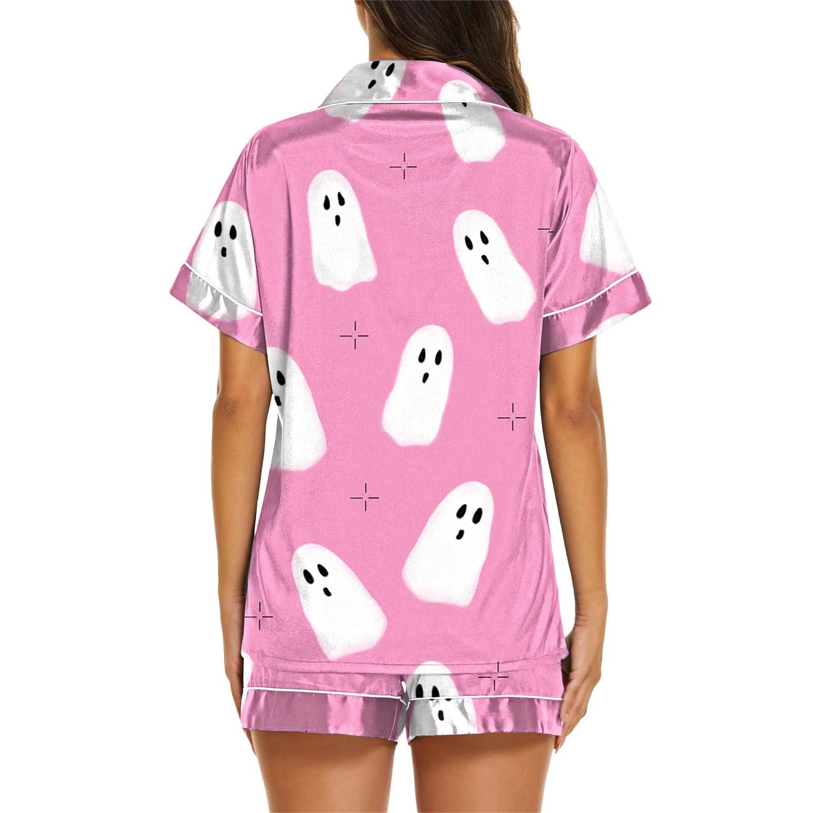 Women's Halloween Silk Pajama Set - Satin 2-Piece Sleepwear with Various Patterns, Lounge Wear for Comfortable Sleep & Relaxation at Home