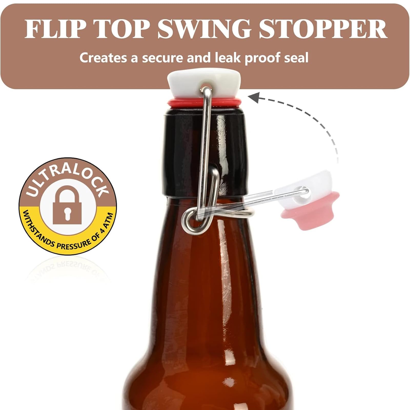 16.5 oz 10 Pack Amber Swing Top Glass Bottles with Airtight Lids - Perfect for Home Brewing, Fermenting Kombucha, Making Vanilla Extract, Storing Beverages, Water & Kefir - Ideal for DIY Projects, Kitchen Storage & Gifts