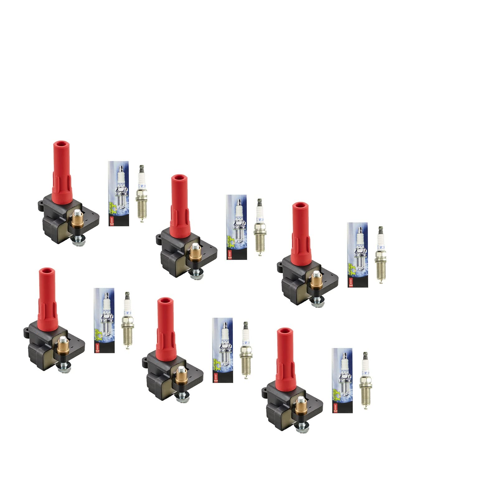 6 Pack AD Auto Parts Ignition Coils + 6 Platinum TT PKH20TT Spark Plugs Compatible with Subaru B9 Tribeca, Legacy, Outback 3.0 H6 2001-2009 - Replacement for OEM 7805-3853, 4506 - Perfect for Engine Performance & Tune-Up