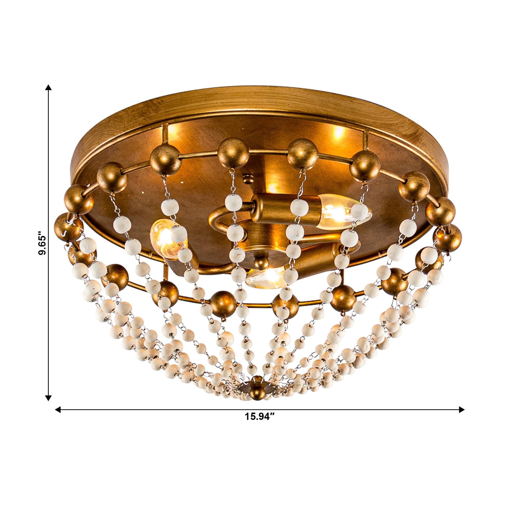 3-Light Golden Bohemian LED Flush Mount Ceiling Light - Modern & Stylish Lighting for Living Room, Bedroom, or Dining Area