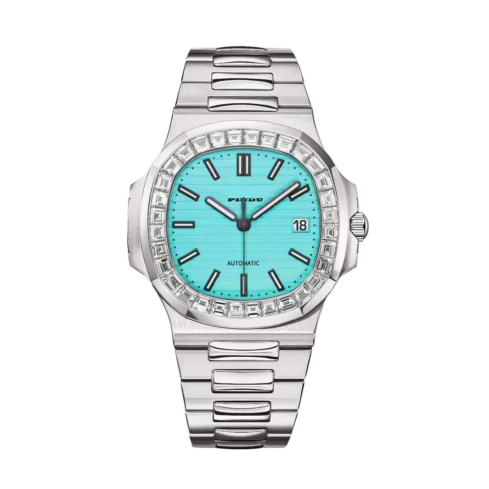 Premium Automatic Skeleton Watches for Men - Stainless Steel Square Diamond Self-Winding Mechanical Watch - Luxury Dress Watch for Business, Formal Occasions & Gifts