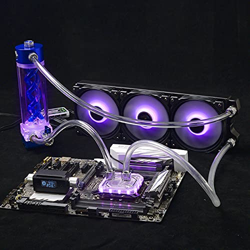 Syscooling Soft Tube Water Cooling Kit - Blue Pump & Reservoir, 360mm Copper Radiator, ARGB Lights, Compatible with All Intel CPU Sockets | Perfect for Gaming PCs & High-Performance Cooling Systems