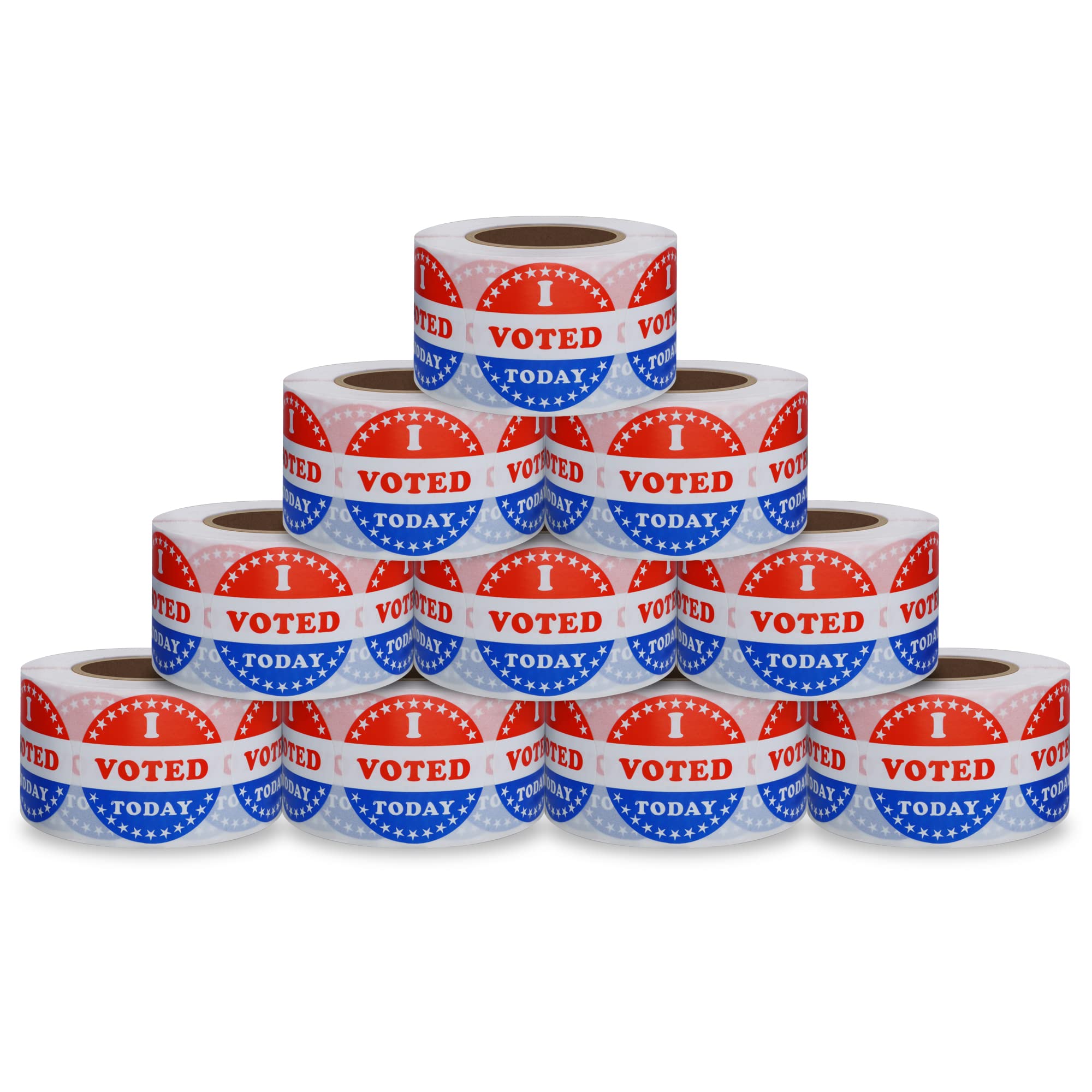 500 I Voted Today Stickers with American Flag - 1.5 Inch Patriotic Election Stickers (10 Rolls) - Perfect for Voting Campaigns, Polling Stations & Political Events
