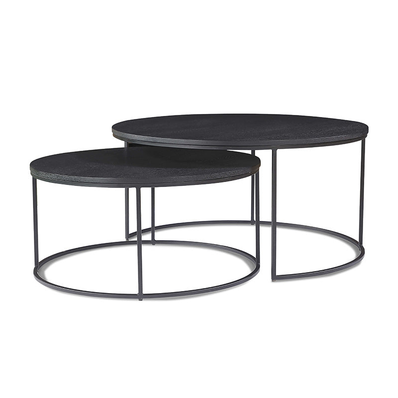 BRANDI Nesting Tables Set of 2 - 75cm & 90cm Modern Side Tables in Black | Perfect for Living Room, Bedroom, or Office Space