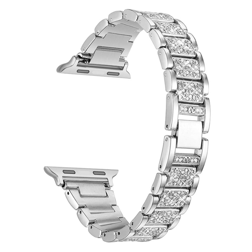 Sparkling Rhinestone Metal Bracelet for Apple Watch Series 7/6/5/4/3/2/1 - Fashion Bling Band 38mm 40mm 41mm 42mm 44mm 45mm Compatible - Elegant Jewelry Accessory for Women, Perfect for Parties, Weddings & Special Occasions