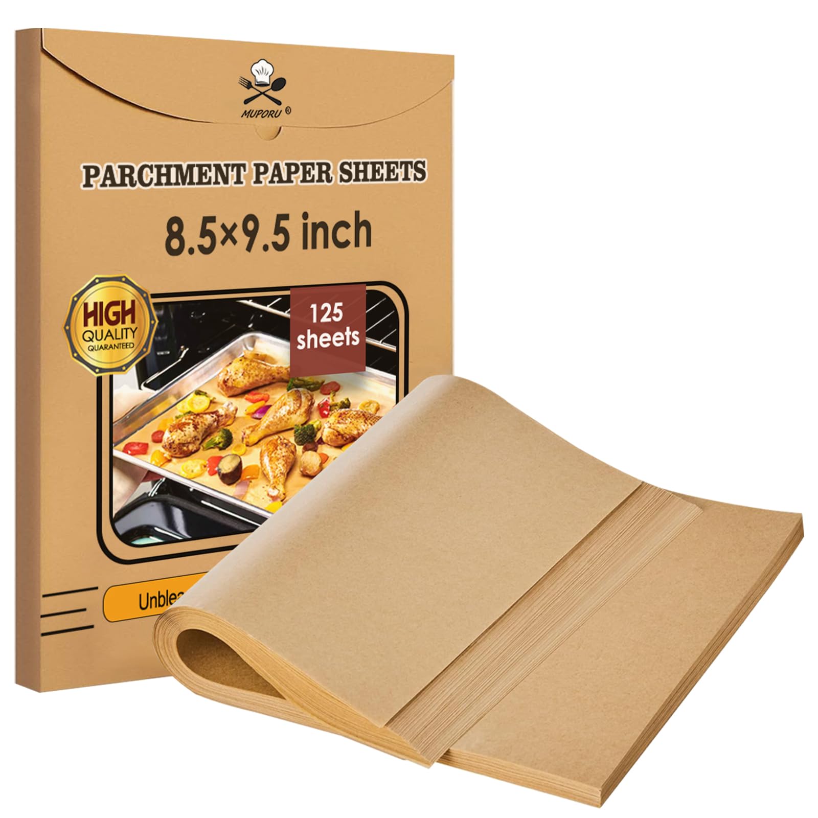 Disposable Air Fryer Liners - 125 PCS Parchment Paper Sheets for CHEFMAN & Instant Pot Air Fryers | Non-Stick Cooking Accessories for Healthy Meals & Snacks