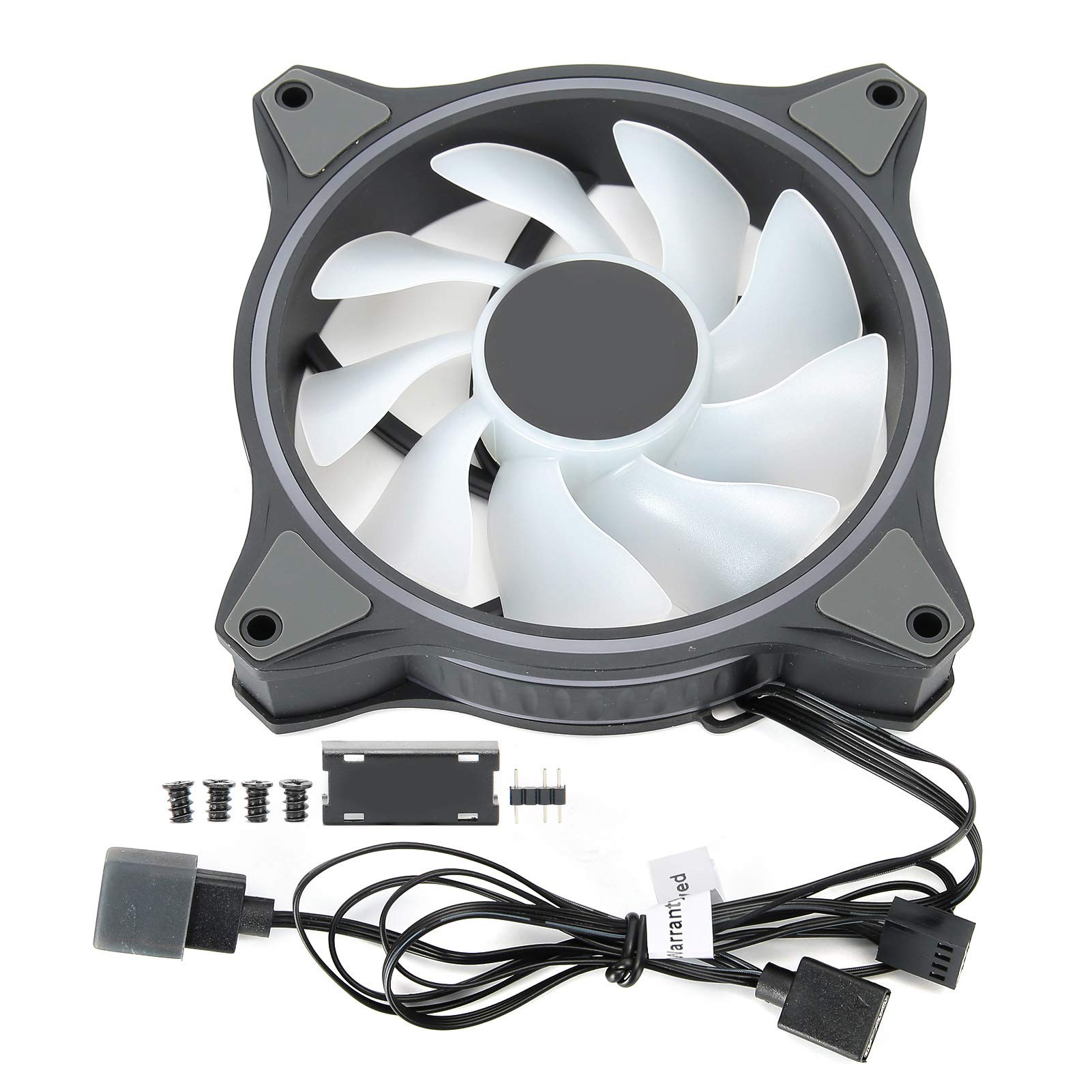 12cm RGB LED Cooling Fan for PC Case - High Performance Desktop Computer Cooling Fan with Colorful Lighting (Black) - Perfect for Gaming PCs, Workstations & Home Office Desktops