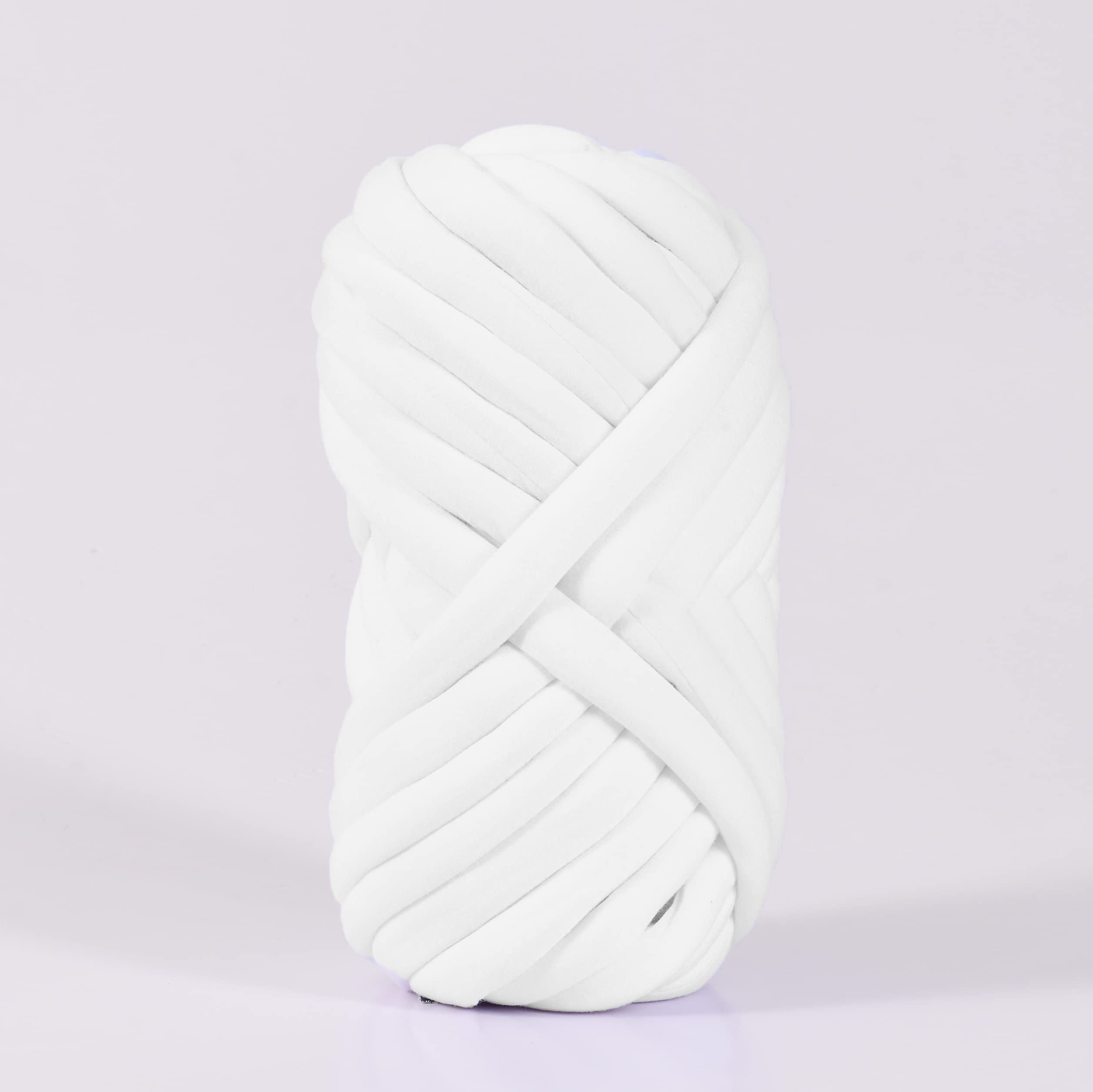 Chunky Braid Tube Yarn - Bulky Giant Cotton Arm Knitting DIY for Handmade Blankets, Scarves & Home Decor - Machine Washable (White, 8 lbs / 196 Yards) - Perfect for Cozy Winter Projects & Gift Making