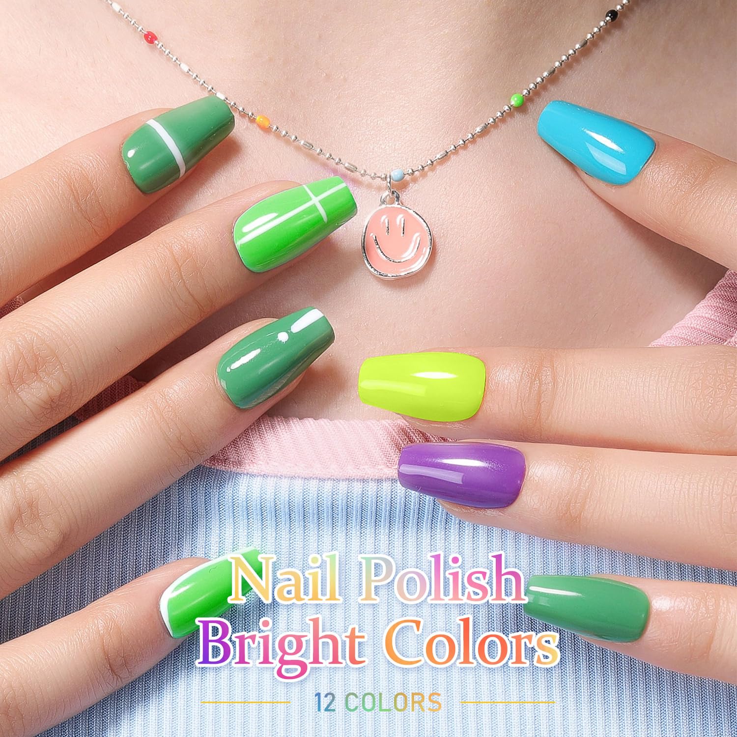 DouborQ 6 Colors Neon Bright Nail Polish Set - Long-lasting Manicure Varnish with Sequins for Halloween & Nail Art | Bulk Salon & Home Use (25-30 Pieces)