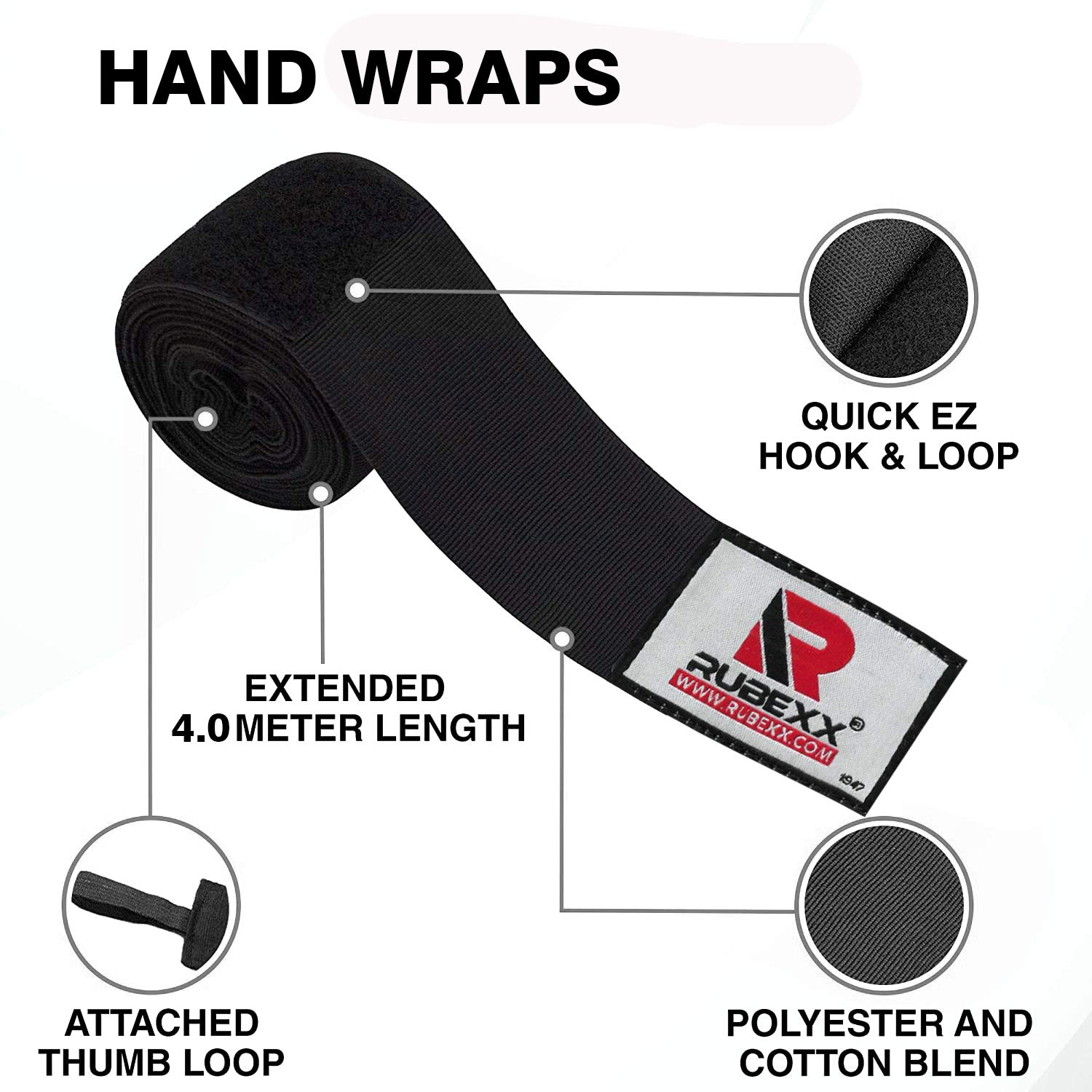 Professional 180-Inch Boxing Hand Wraps - Elastic Wrist & Fist Protection for MMA, Muay Thai, Kickboxing & Training - Thumb Loop Inner Gloves (Red) - Ideal for Men & Women Fighters in Sparring, Gym Workouts & Martial Arts Practice