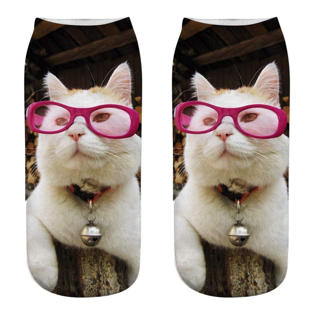 3D Cartoon Cat Low Cut Socks for Women - Funny Novelty Short Ankle Socks - Perfect for Casual Wear, Cosplay & Gift Giving