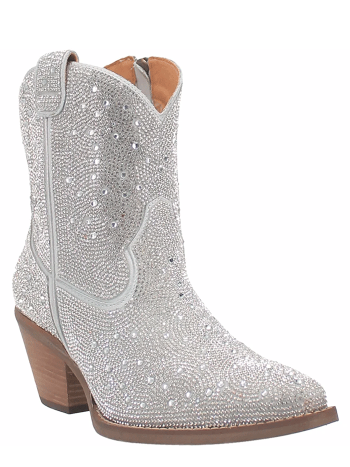 Dingo DI577 Women's Rhinestone Cowgirl Leather Bootie - Silver Western Boots for Country Dancing & Rodeo Events