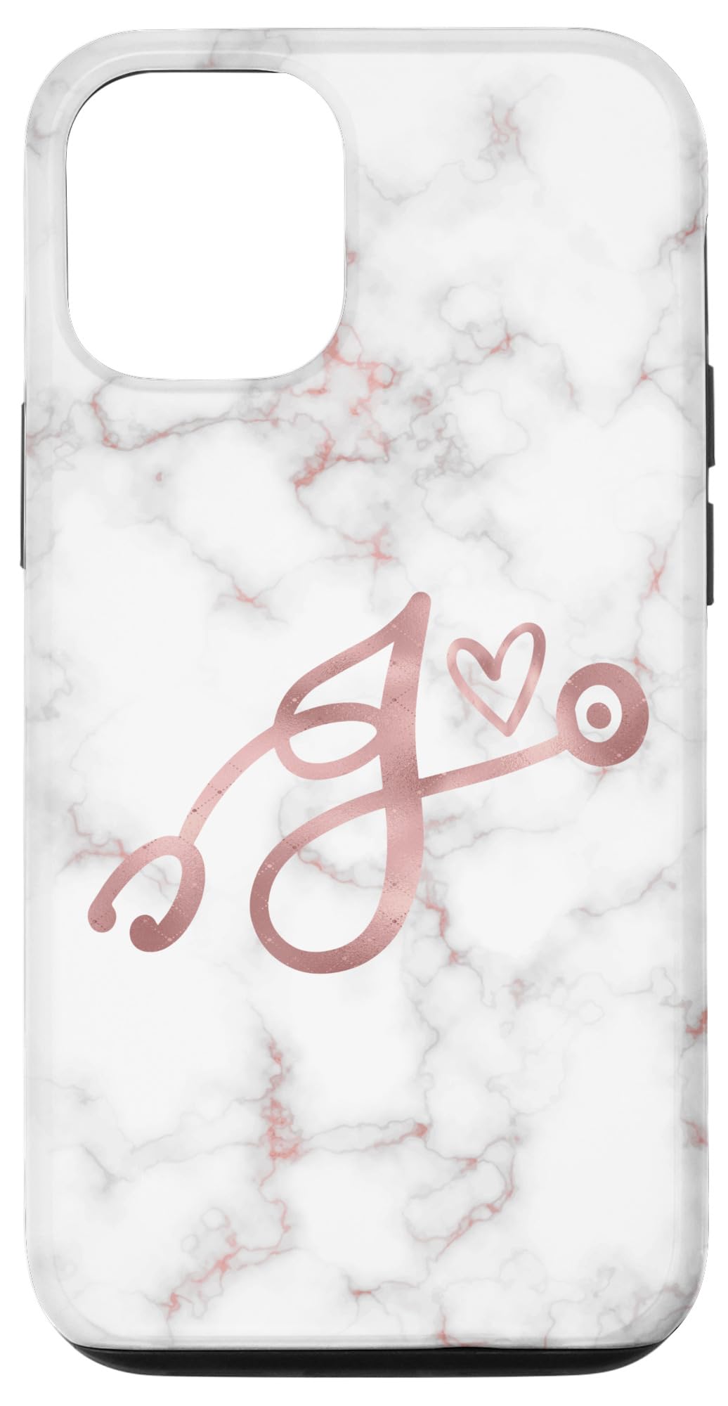 iPhone 12/12 Pro Cute Letter J Monogram Case - Rose Pink Phone Cover for Nurses & Doctors | Perfect Gift for Medical Professionals, Healthcare Workers & Students