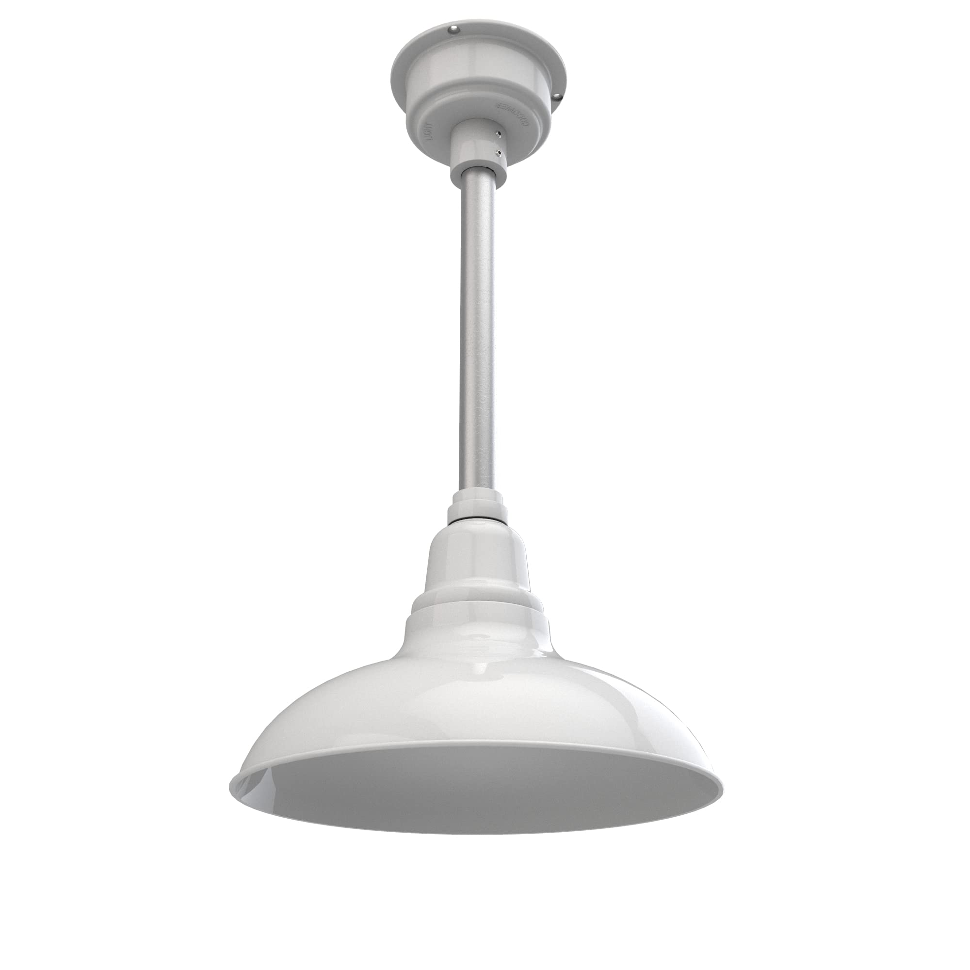 Cocoweb 12 Inch White Dahlia LED Pendant Barn Light with Galvanized Silver Down Rod - Perfect for Farmhouse, Kitchen Island, and Dining Room Lighting
