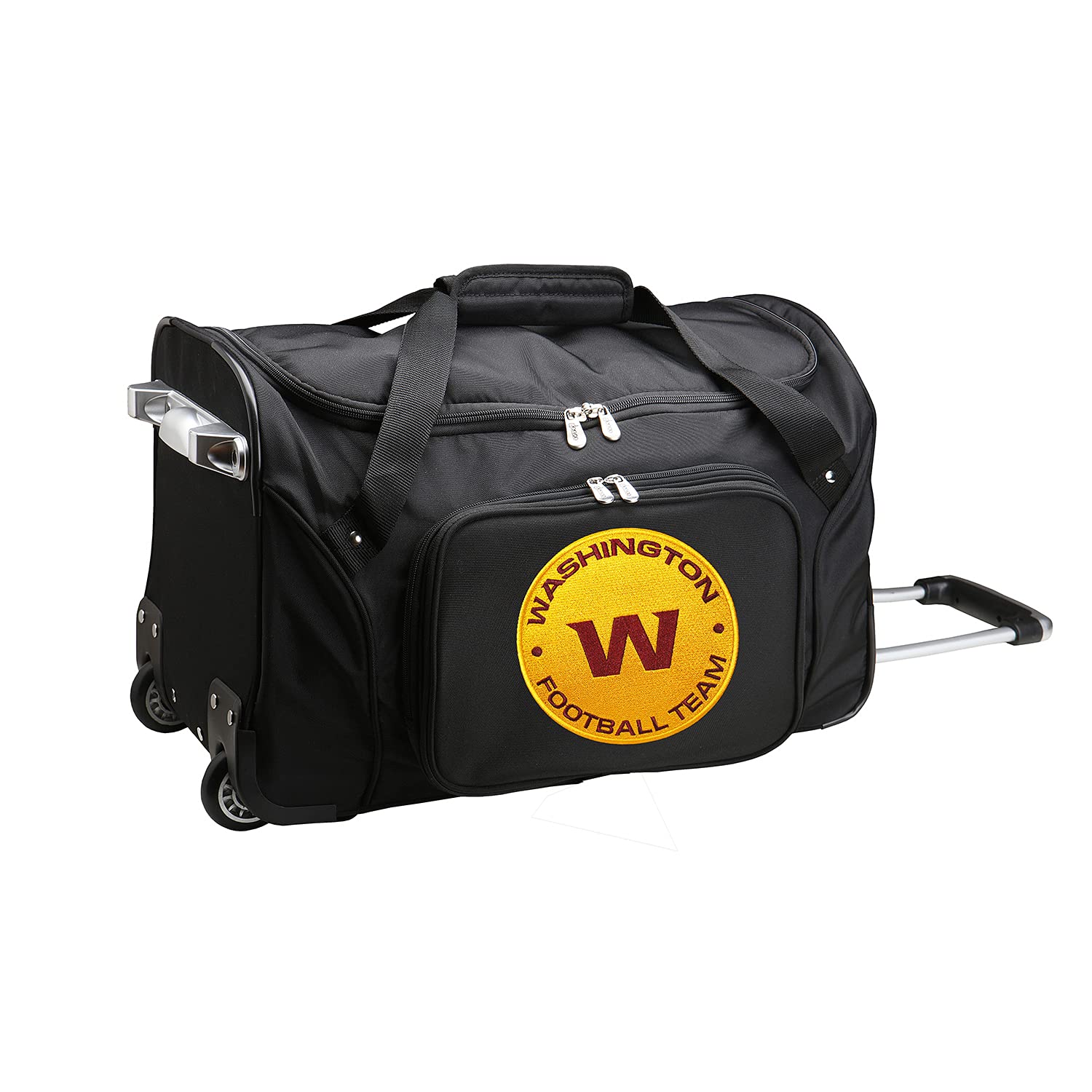 Washington Football Team Lightweight 22-inch Wheeled Duffel Bag with Retractable Handle - Spacious Carry-On Luggage for Travel, Gym, Weekend Trips & Airports | Durable Sports Gear for Football Fans & Commuters