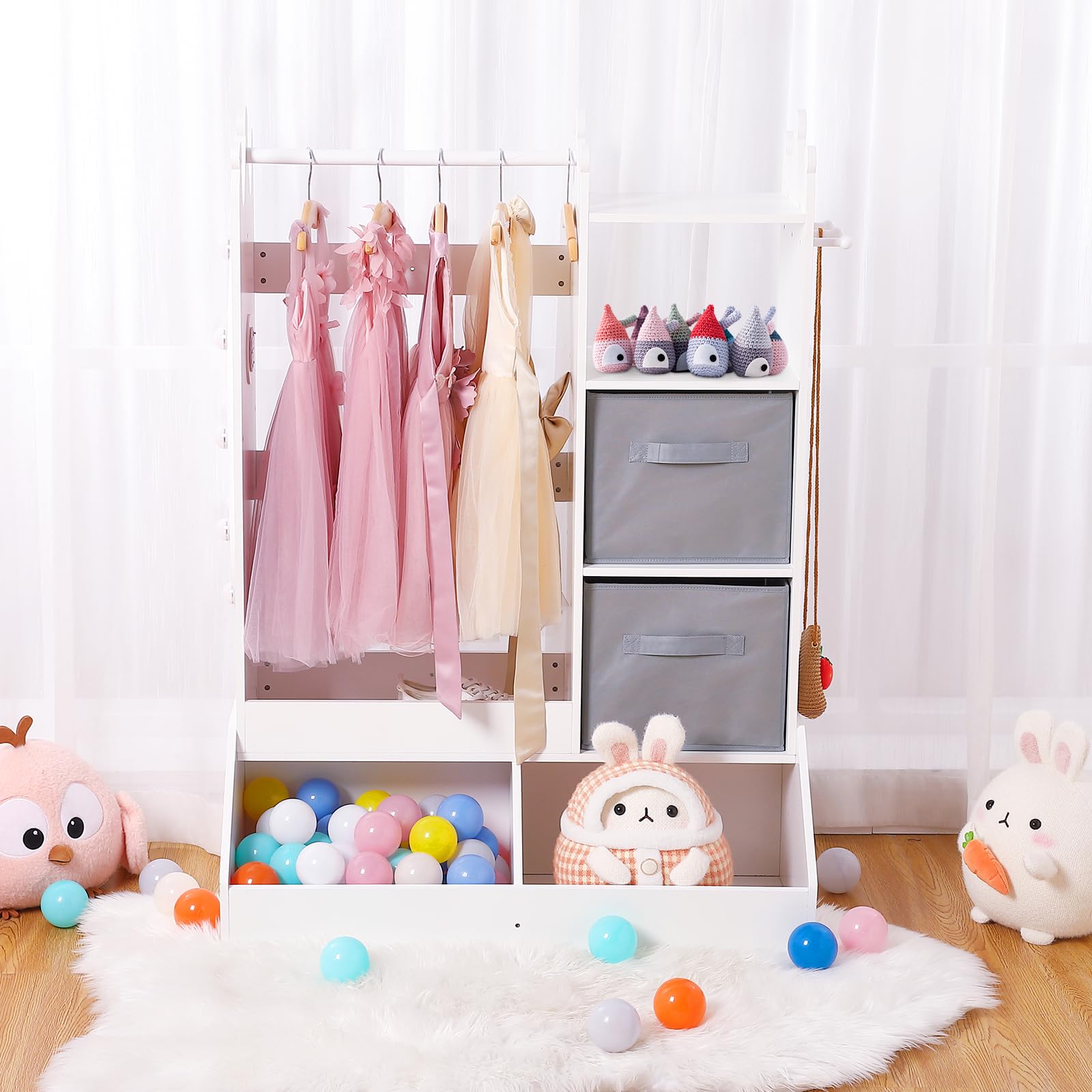 Bophy STM-601WA-NEW White Kids Wardrobe - Durable Wooden Closet for Children's Bedroom & Nursery Organization
