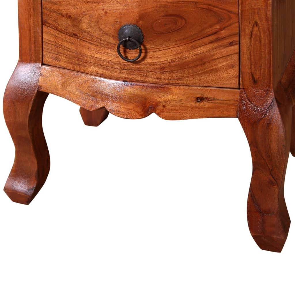 2-Piece Solid Acacia Wood Nightstand Set with Drawers - Modern Bedside Tables for Bedroom, Living Room & Guest Room Storage