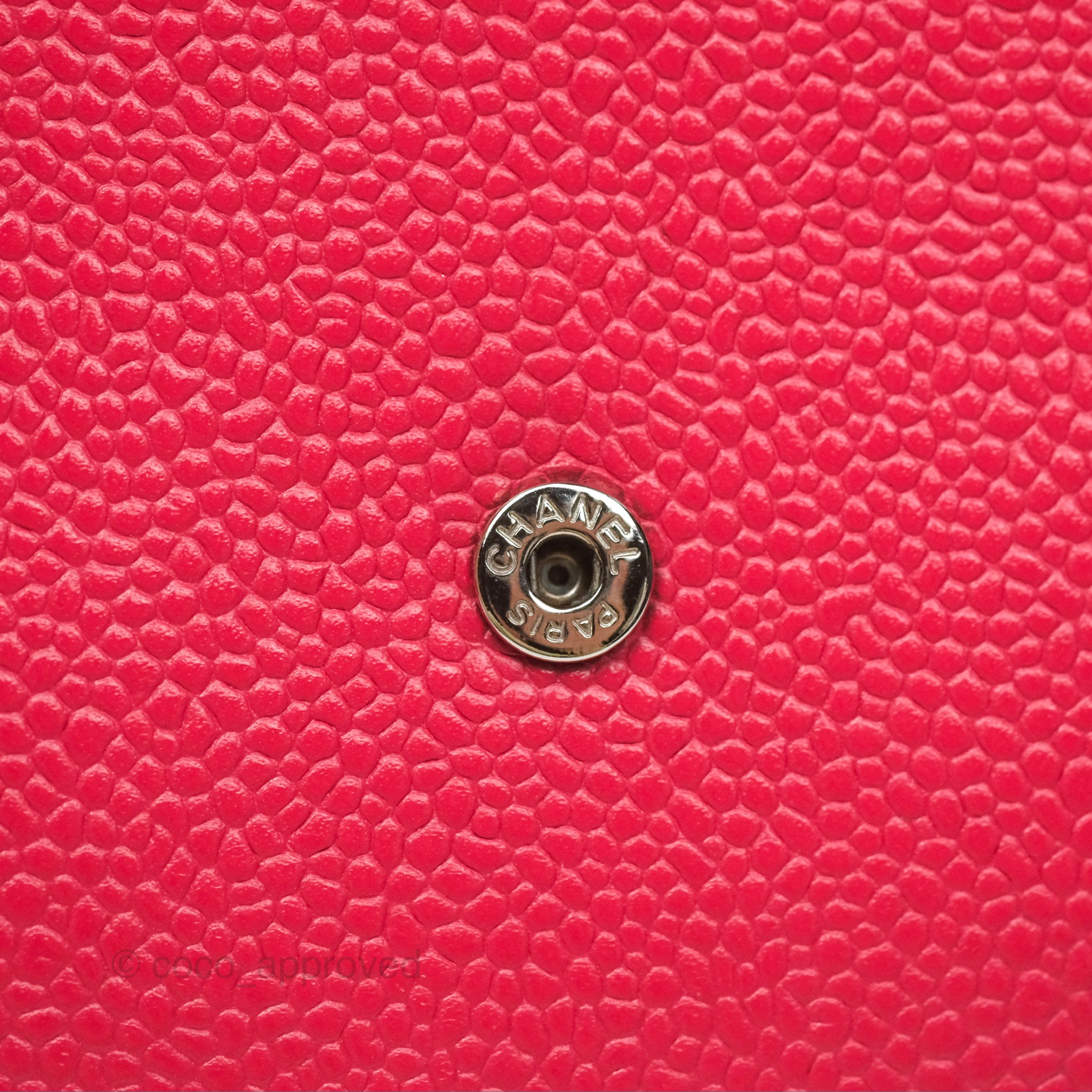 Chanel CC Wallet On Chain WOC in Dark Pink Caviar Leather with Silver Hardware - Perfect for Evening Events, Parties & Luxury Fashion Accessories