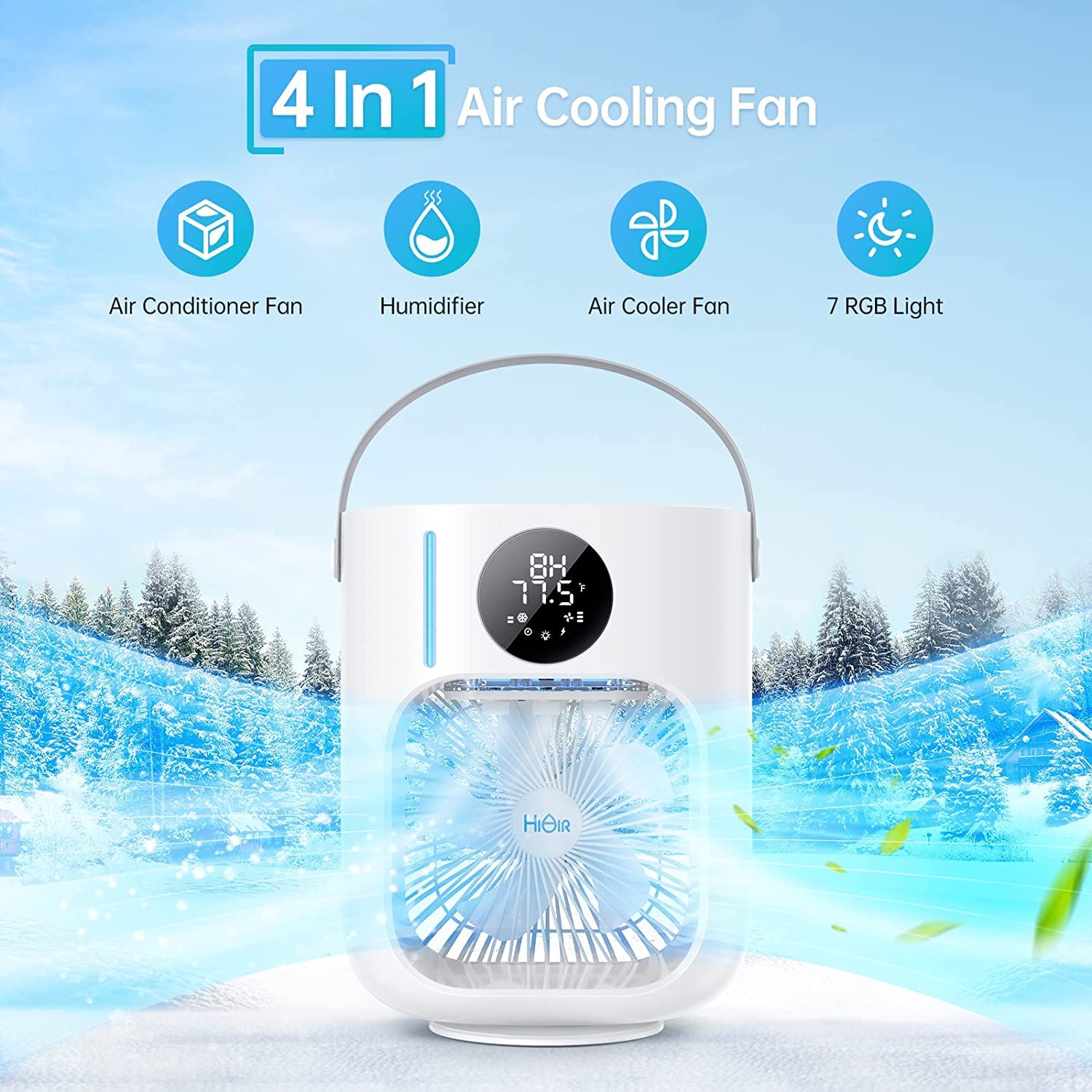 Portable Air Cooler - Personal Evaporative Cooler with USB Rechargeable Battery for Home, Office, and Outdoor Use - Perfect for Camping, Travel, and Hot Weather Relief