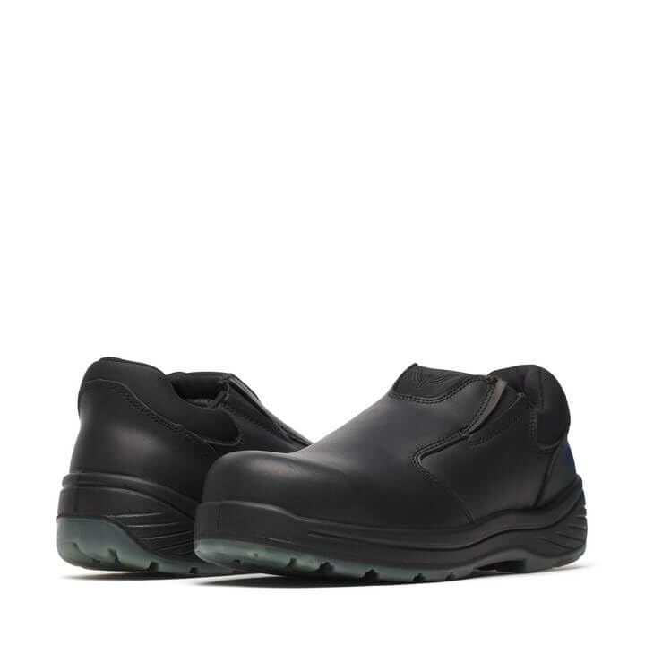 Thorogood Thoro-Flex Black Slip-On Safety Toe Work Shoes for Men & Women - Full-Grain Leather with Cushion Footbed | Slip, Oil & Puncture Resistant Outsole | Ideal for Construction, Warehouse & Industrial Work