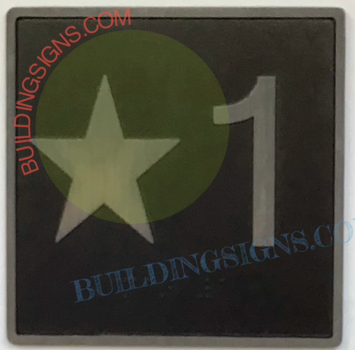 Cast Iron Elevator Floor Number Star 1 Sign - 4x4 Inch Black Background Jamb Plate for Commercial & Residential Elevators - Perfect for Office Buildings, Hotels, and Apartment Complexes - The Iron Line