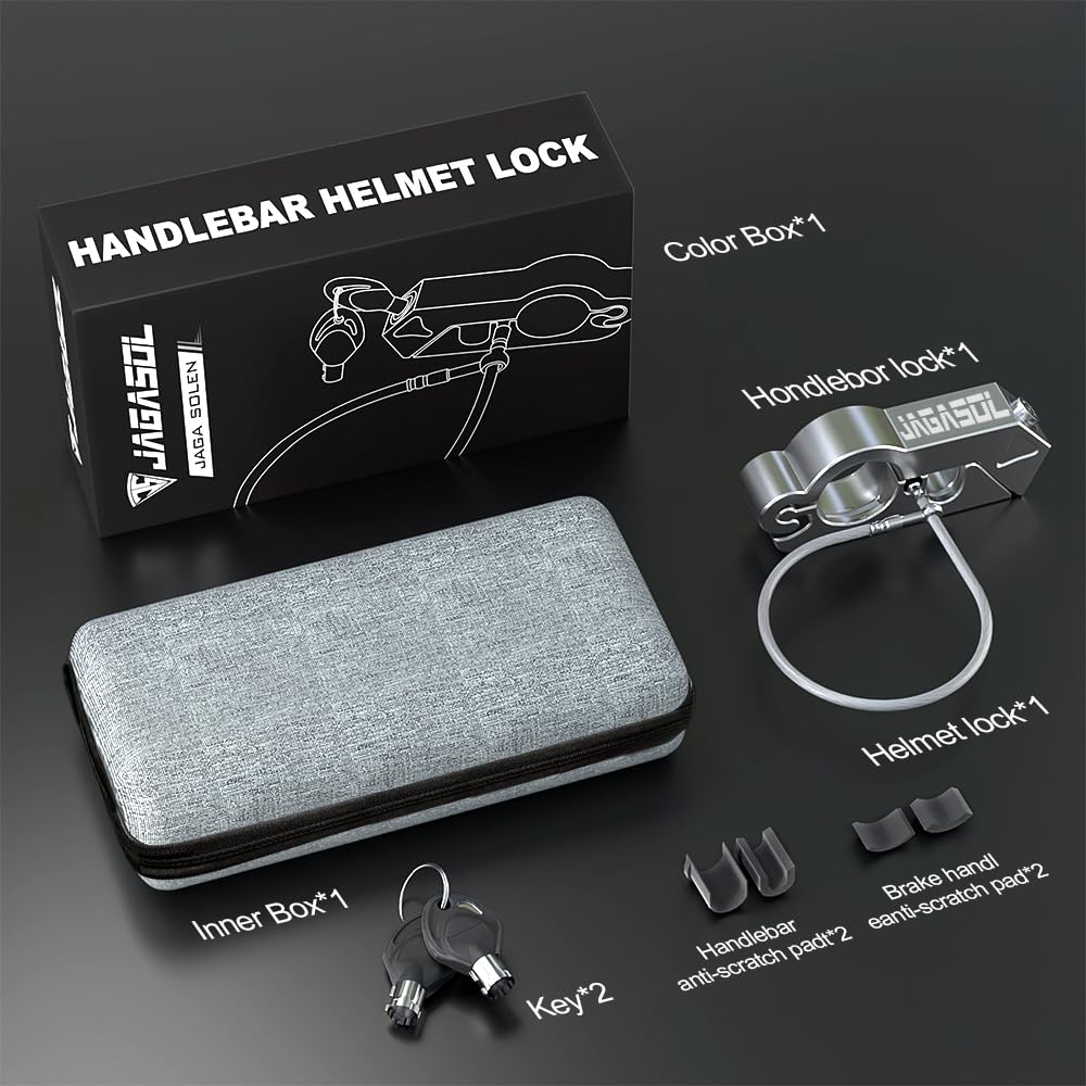 Motorcycle Helmet & Brake Lock Combo - Anti-Theft Handlebar Lock for Scooters, ATV, Dirt Bikes - Secure Parking Protection