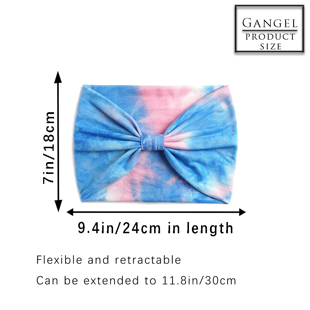 Tie Dye Headbands for Women - Wide Boho Turban Knotted Head Wraps & Yoga Hair Scarves (Pack of 4) - Perfect for Yoga, Workouts, Beach & Festival Fashion Accessories