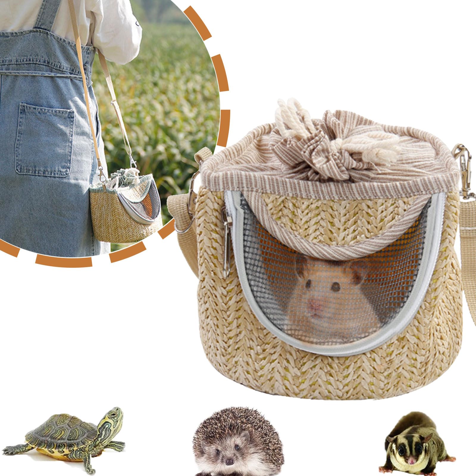 Small Animal Carrier Bag for Guinea Pigs, Hamsters & Mice - Portable Sugar Glider Sling Handbag & Tote Pouch - Perfect for Vet Visits, Travel & Outdoor Adventures