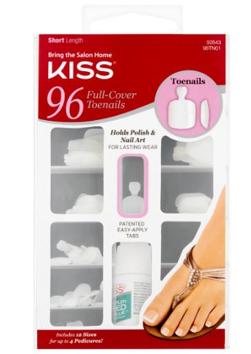 96 Pcs KISS Full Cover Toenails - Natural Looking False Toenails for Pedicure & Nail Art | Perfect for Home Manicure, Salon Use, and Special Occasions