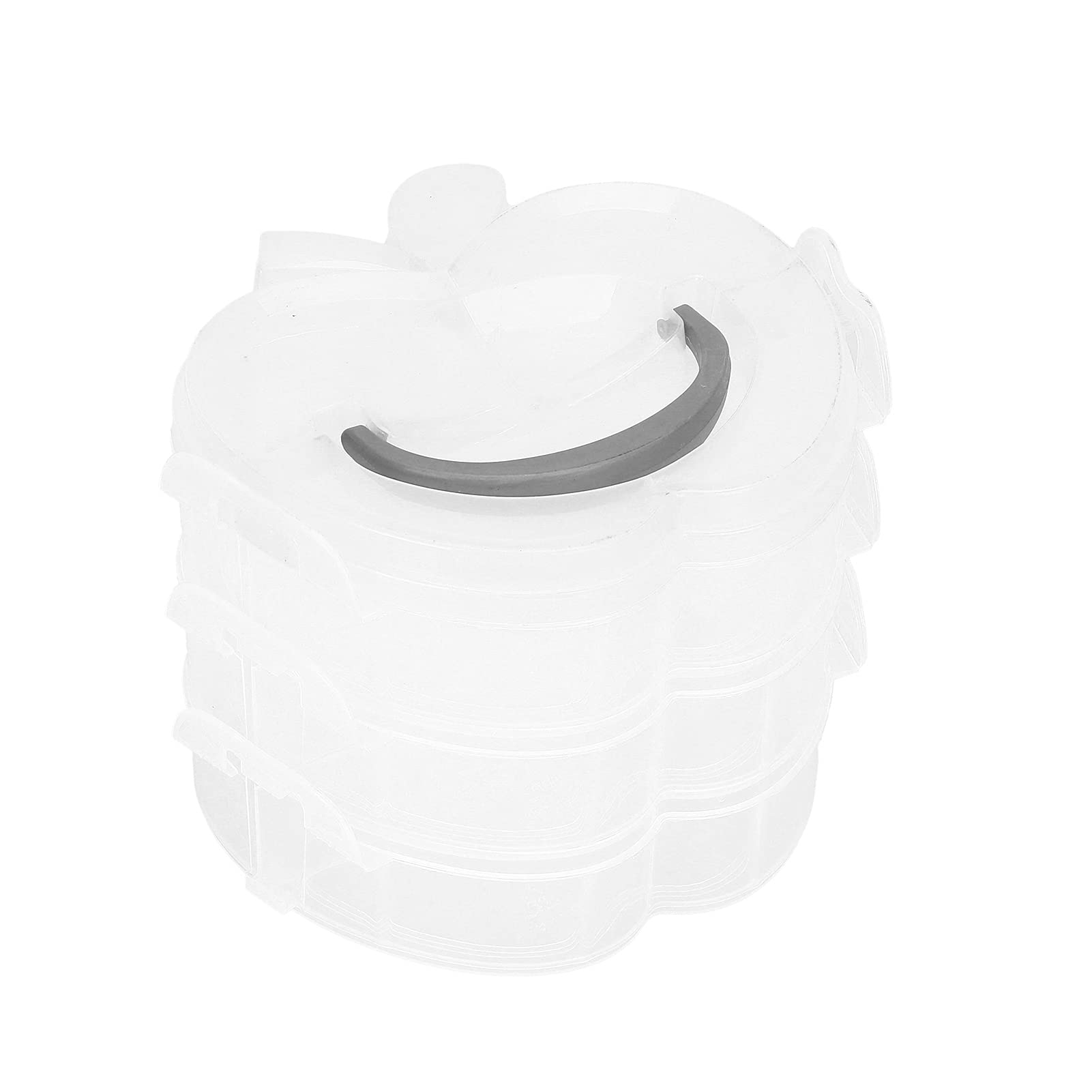 3-Tier Plastic Storage Box with Handle - White for Toys & Tools Organizing