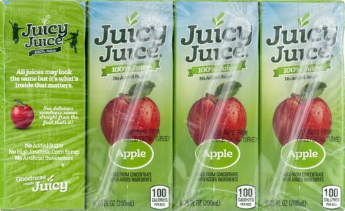 Juicy Juice 100% Pure Apple Juice Boxes, 8-Pack (6.75 fl oz each) - Healthy Kids Drink for Lunchboxes, School Snacks & On-the-Go Hydration