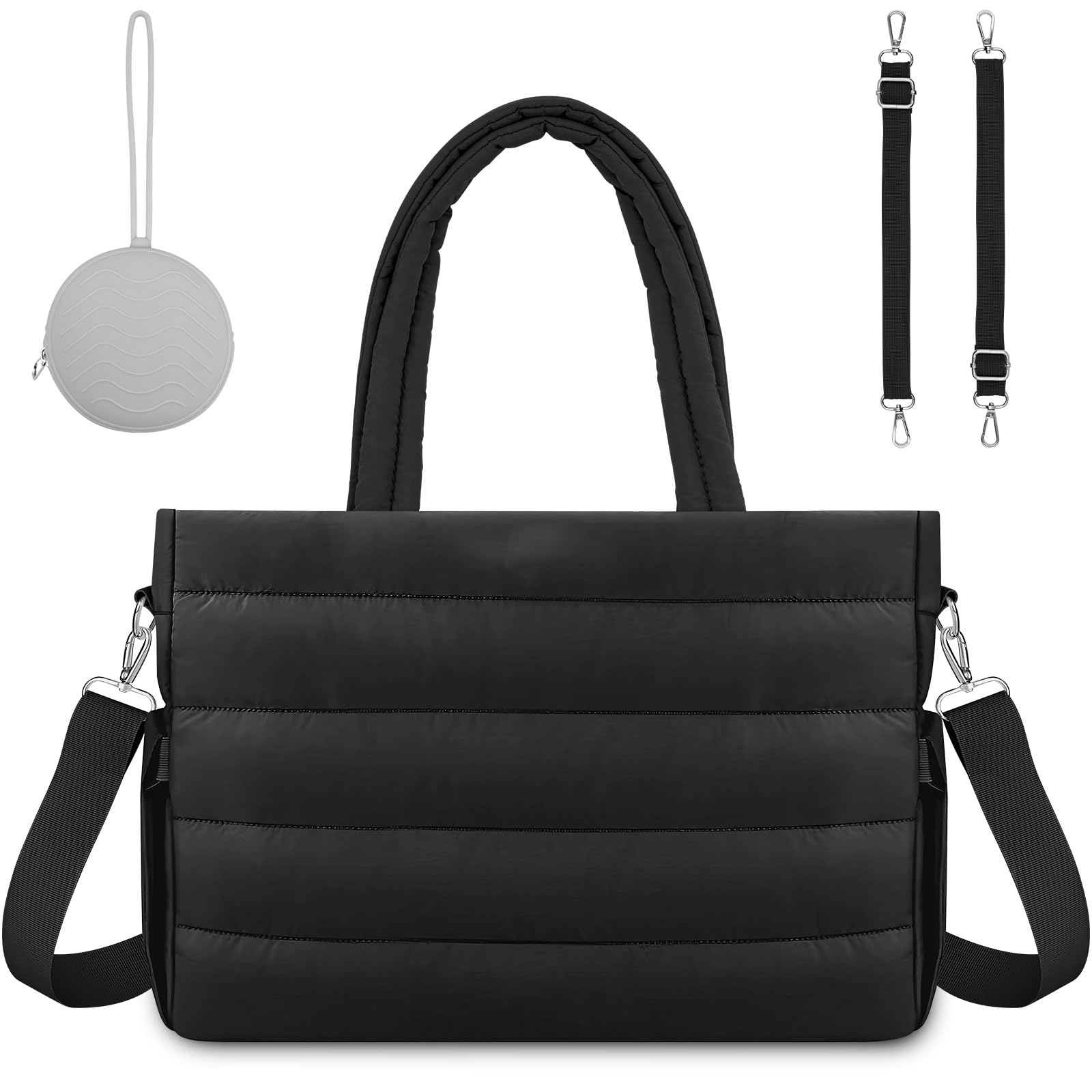 Stylish Diaper Bag Tote with Silicone Pacifier Case - Large Crossbody Hospital & Travel Mommy Bag for Baby Essentials | Perfect for Moms On-The-Go, Park Outings & Family Vacations
