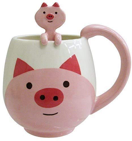 Funny Pig Coffee Mug 15oz with Spoon - Novelty Ceramic Cup for Women & Men - Perfect Gift for Birthday, Christmas, Office Use & Home Decor