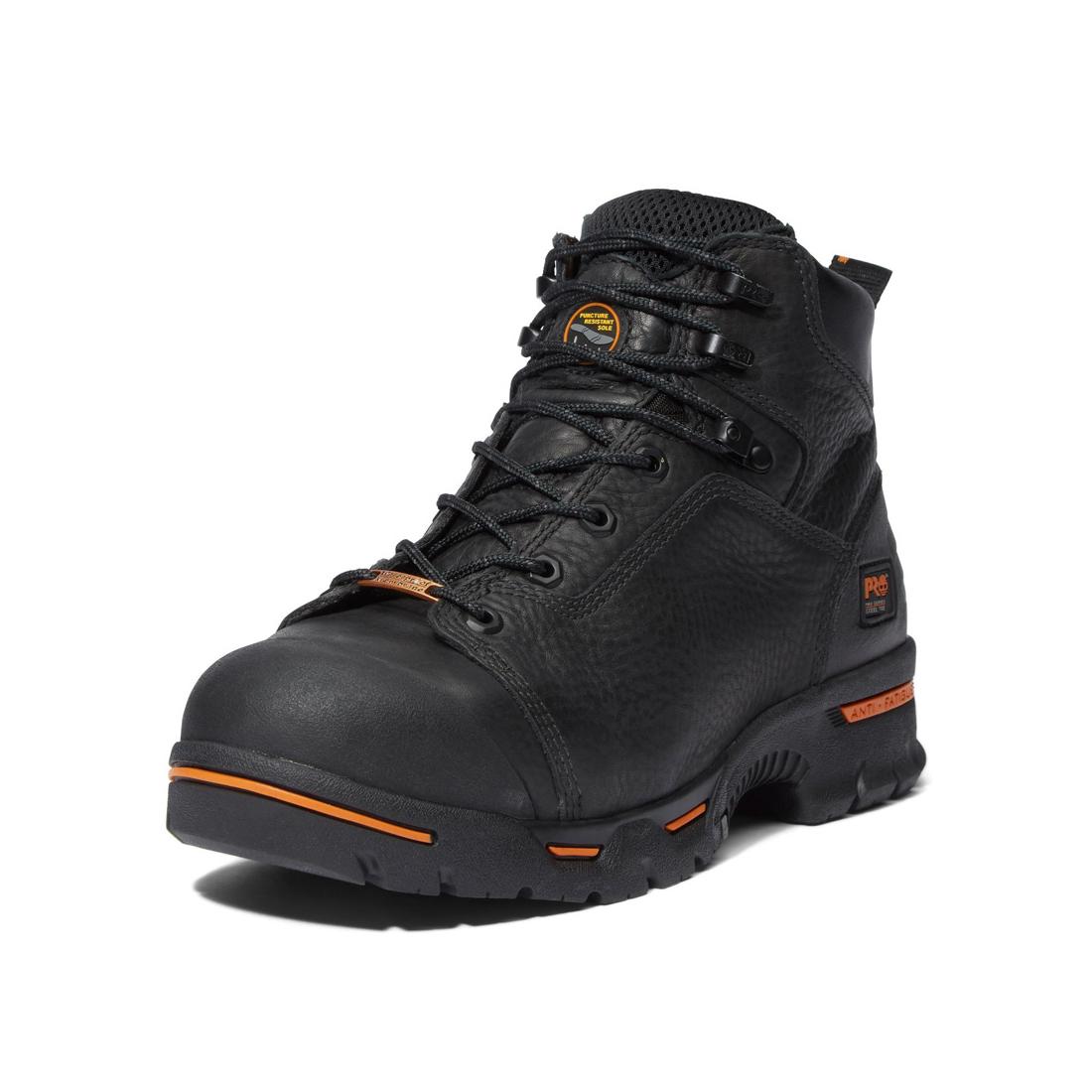 Endurance 6-Inch Steel Toe Waterproof Work Boots for Men - Black Safety Shoes for Construction, Warehouse & Outdoor Work