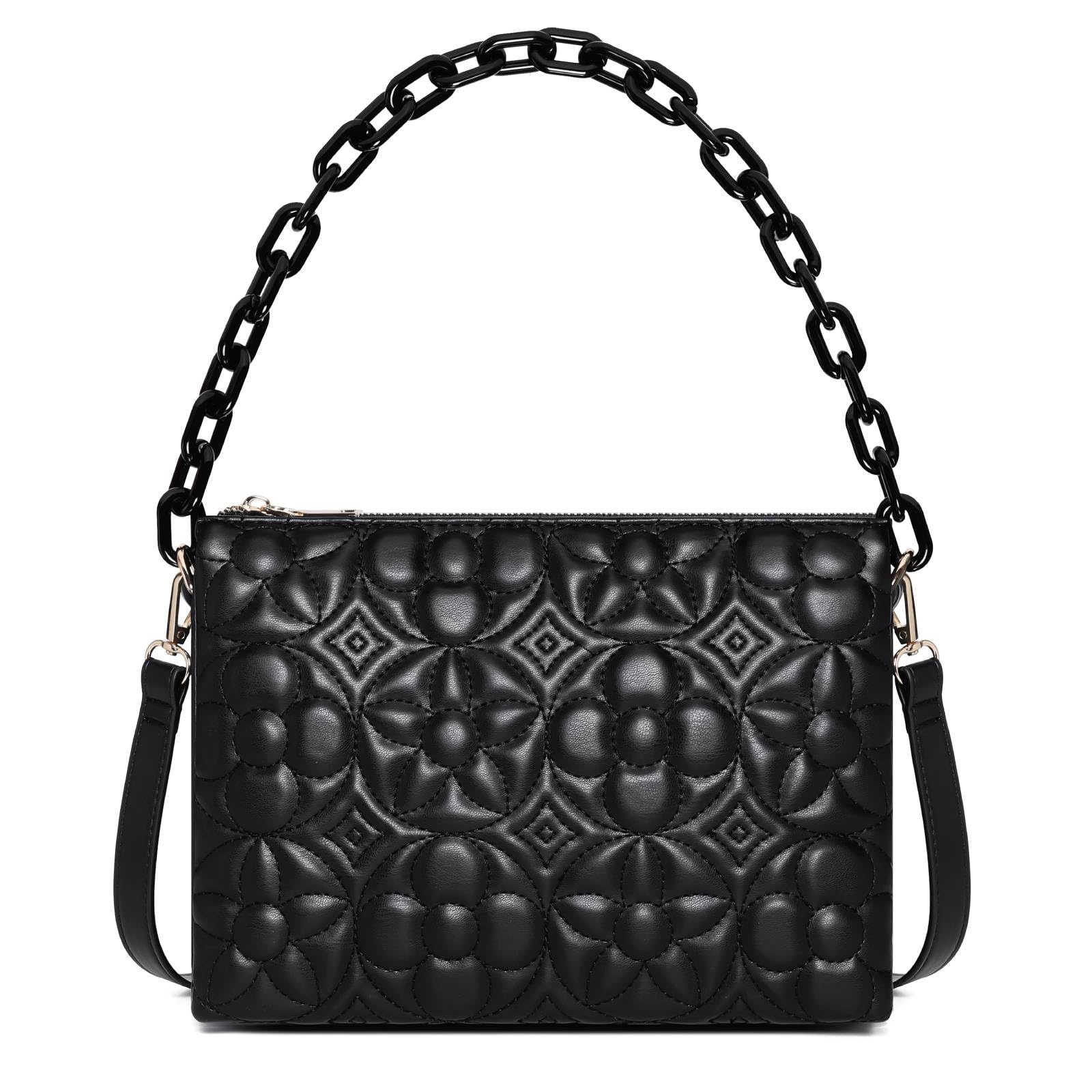 ER.Roulour Women's Quilted Crossbody Bag - Stylish Designer PU Leather Shoulder Purse with Chain & Triple Gusset for Everyday Use, Work & Travel