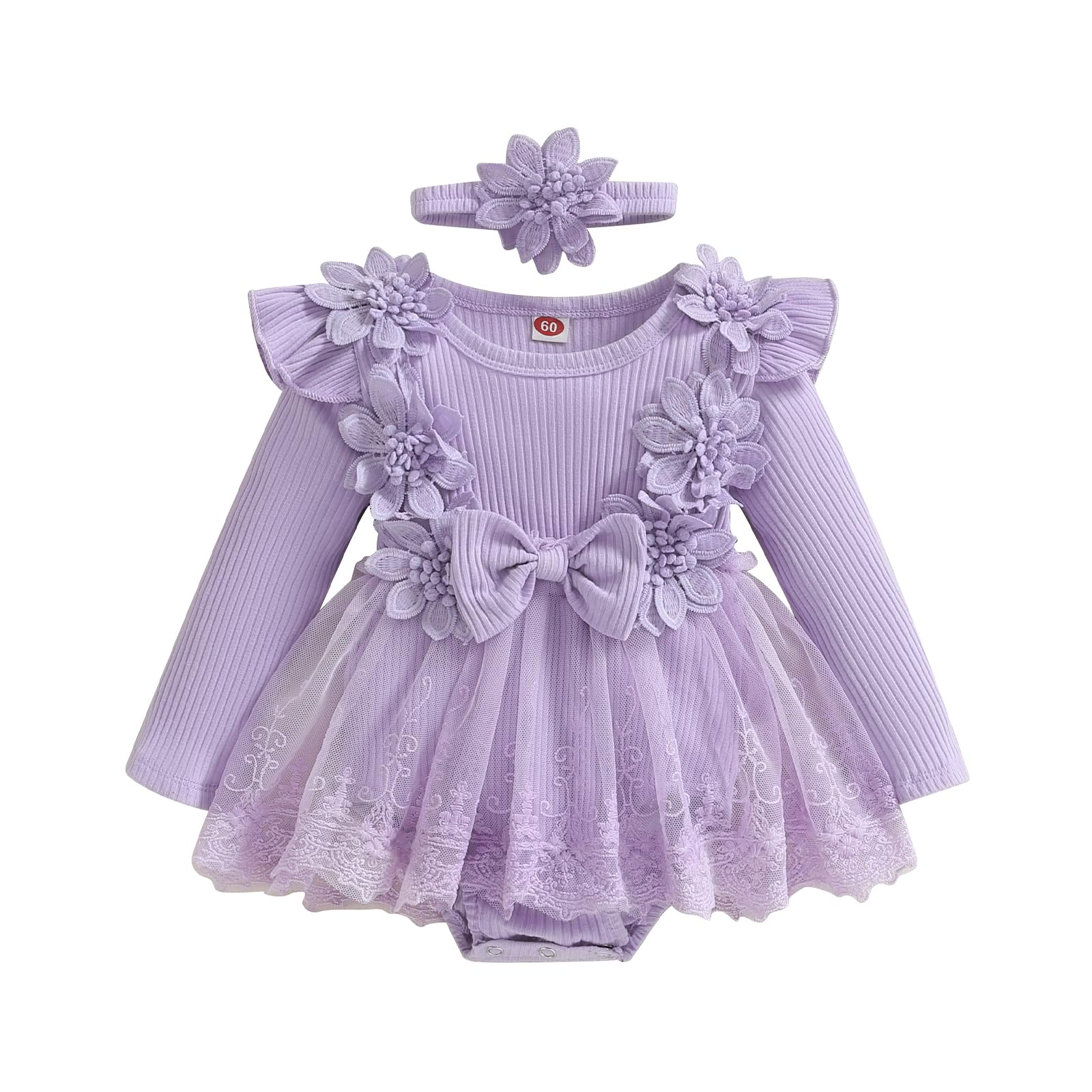 Little Princess Birthday Party Dress - Embroidered Flower Lace Tutu Romper Outfit for Baby Girls | Perfect for 1st Birthday, Photoshoots & Special Occasions