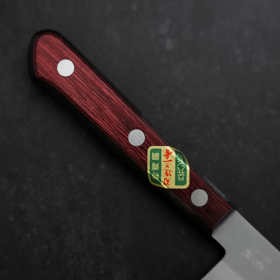 Premium Santoku Knife 140mm - Stainless Steel Clad Blue Super Polished Blade with Ergonomic Black & Red Handle - Perfect for Sushi, Vegetables, and Meat Cutting
