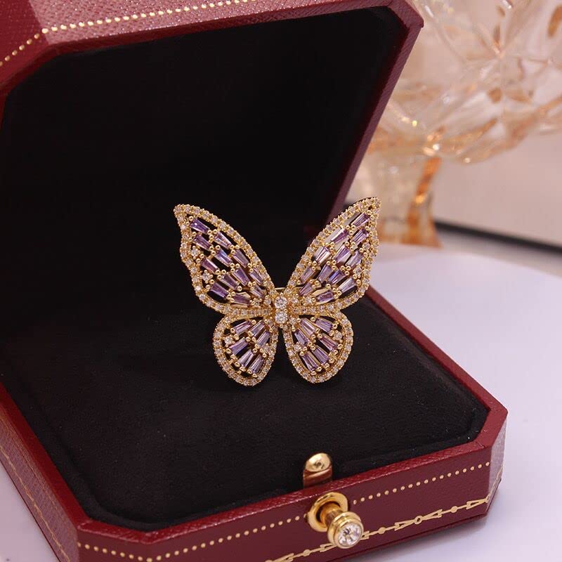 Sparkling Rhinestone Butterfly Bow Earrings for Women - 14K Gold Plated Cubic Zirconia Sterling Silver Dangle Earrings | Hypoallergenic Cute Jewelry for Valentine's Day, Prom, Wedding & Bridal Accessories | Perfect Gift for Mom, Girlfriend & Special Occasions