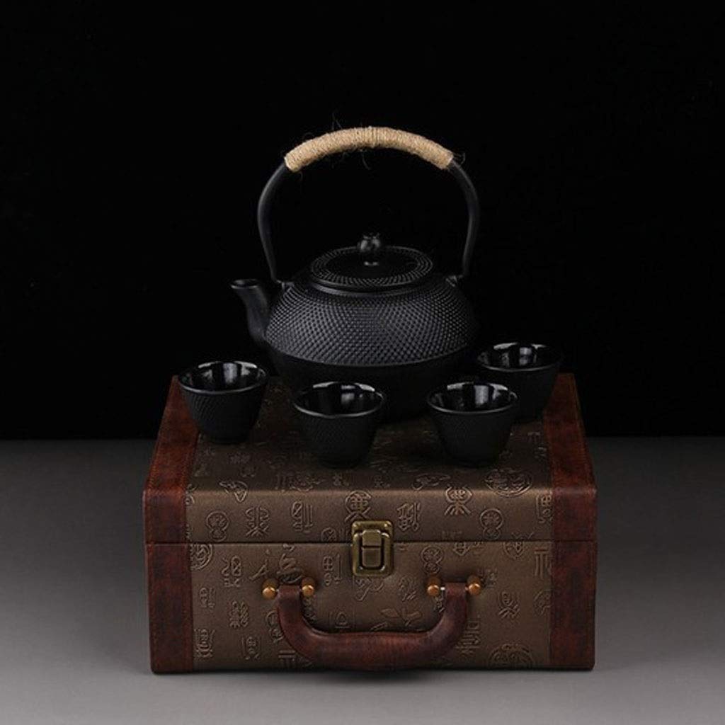 Premium Cast Iron Teapot Gift Set with 4 Mini Cups - Japanese Style Iron Teapot for Loose Leaf Tea - Perfect for Afternoon Tea, Gifts, and Home Decor