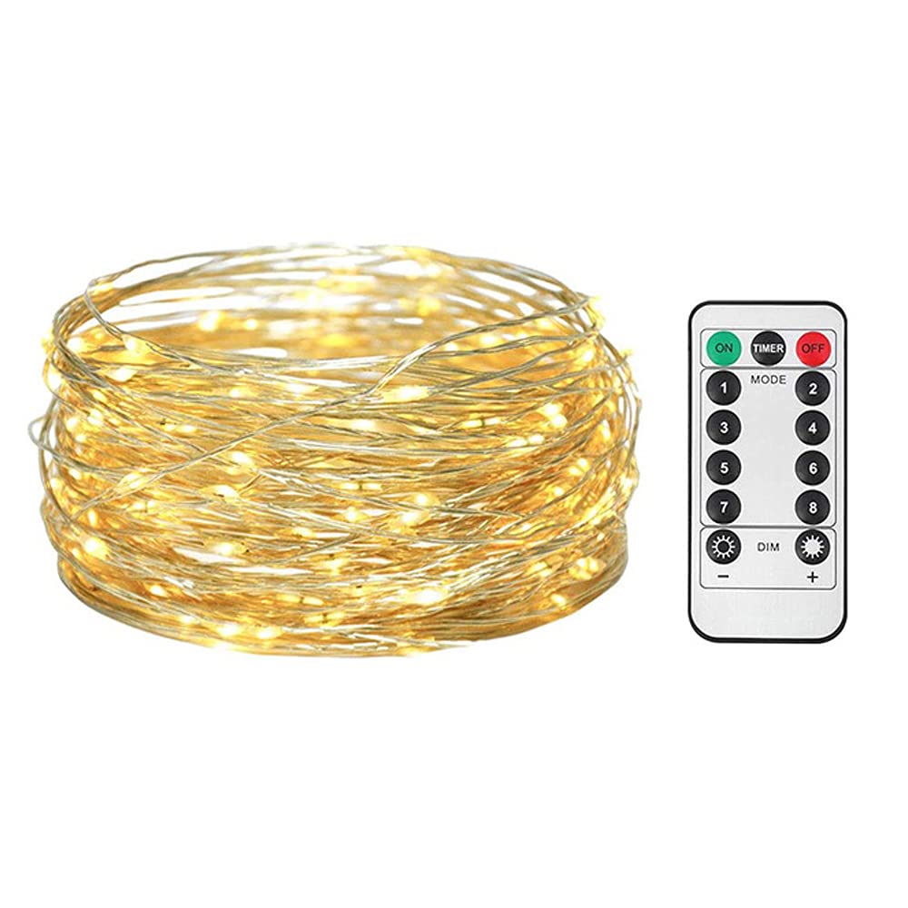 YQHWEN Twinkle Star 33ft 100 LED USB Fairy String Lights with Remote & Timer - 8 Lighting Modes, Silver Wire Firefly Lights for Bedroom, Party, Christmas, Wedding, Home & Outdoor Decorations - Perfect for Romantic Ambiance and Holiday Celebrations