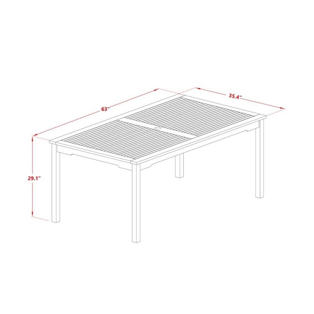 East West Furniture 5-Piece Patio Dining Set - 36x66 Inch Acacia Wood Outdoor Table with 2 Folding Arm Chairs & 2 Side Chairs - Natural Oil Finish - Perfect for Backyard, Garden, Poolside & Outdoor Entertaining
