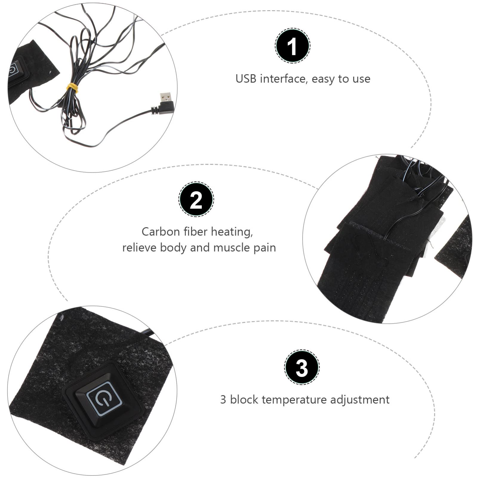 1 Piece USB Electric Heating Pad for Clothes - Winter Heated Vest & Clothing Warmer with Carbon Fiber Technology - Perfect for Outdoor Activities, Camping, and Cold Weather Wear