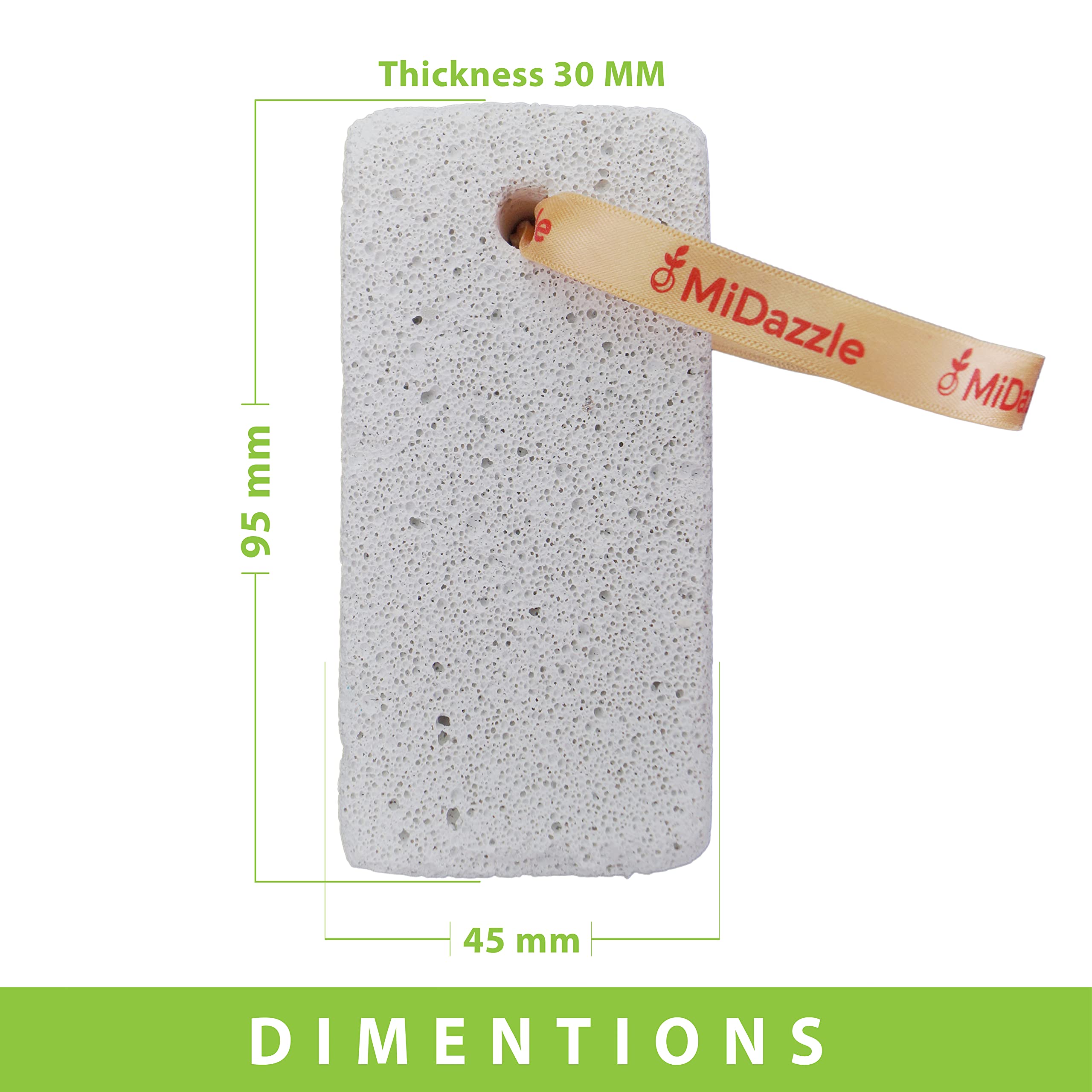 Midazzle Rectangle Pumice Stone for Feet - Medium Size, White - Exfoliate Dead Skin & Calluses at Home, Spa, or Travel
