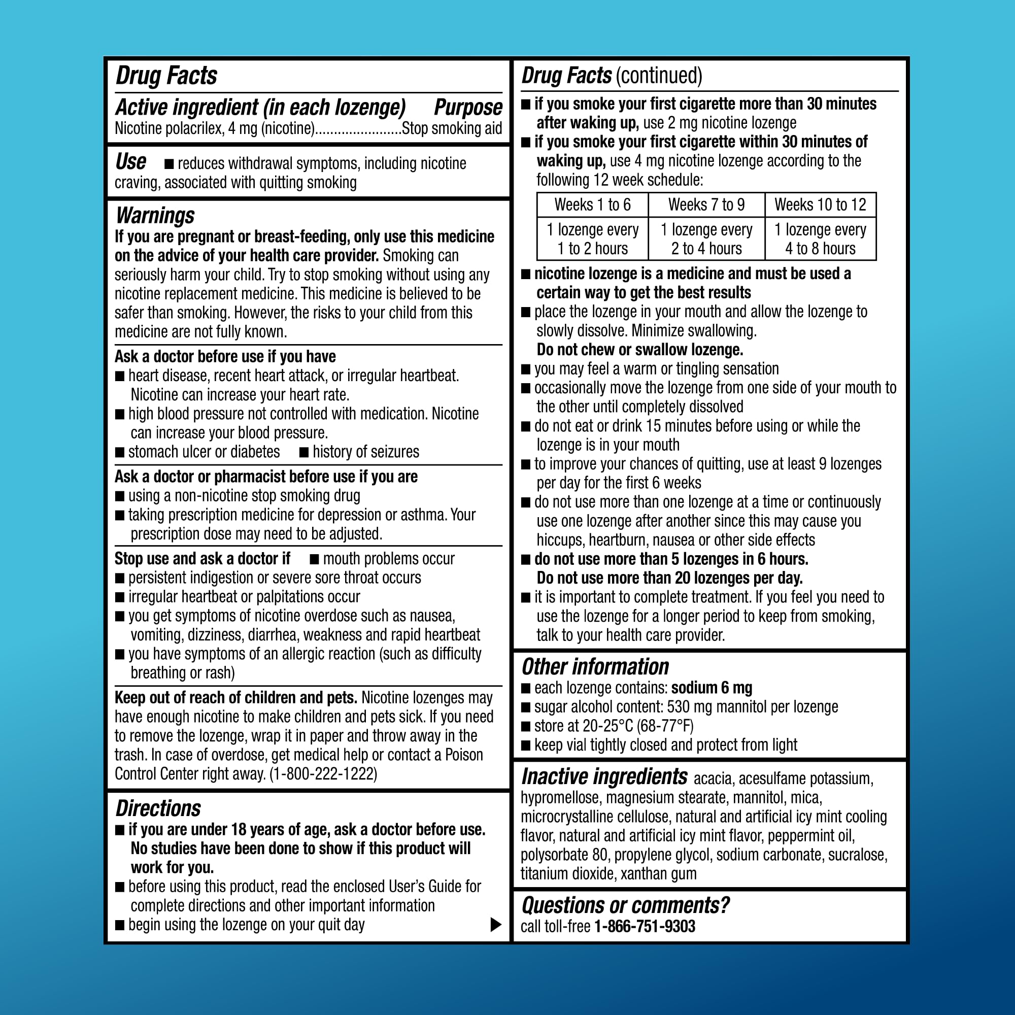 Amazon Basic Care 4mg Nicotine Lozenges, Mint Flavor - 120 Count | Smoking Cessation Aid for Craving Relief | Perfect for Work, Travel & Quitting Smoking