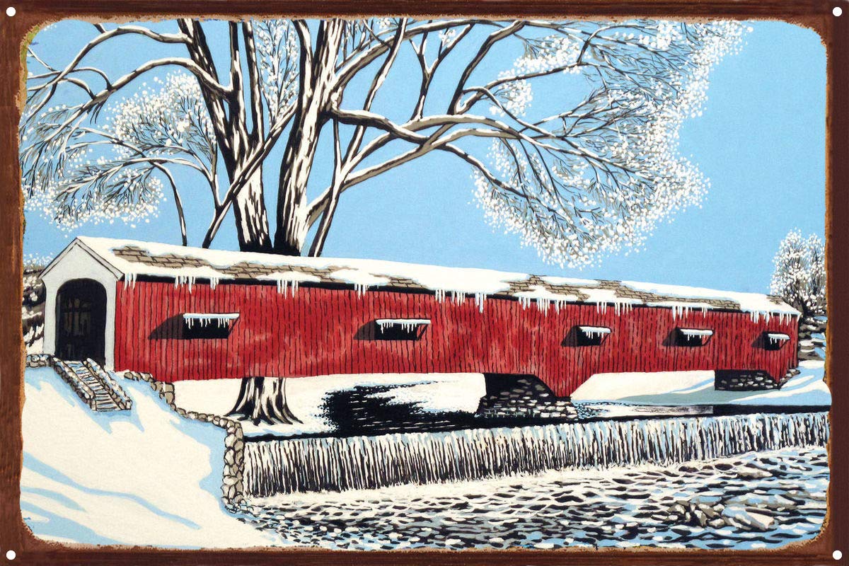 Winter Rustic Metal Art Print - Watercolor Blankets by Artist David Linton 11.5x17.5 Inches - Perfect for Home Decor, Office Wall Art & Gift Ideas