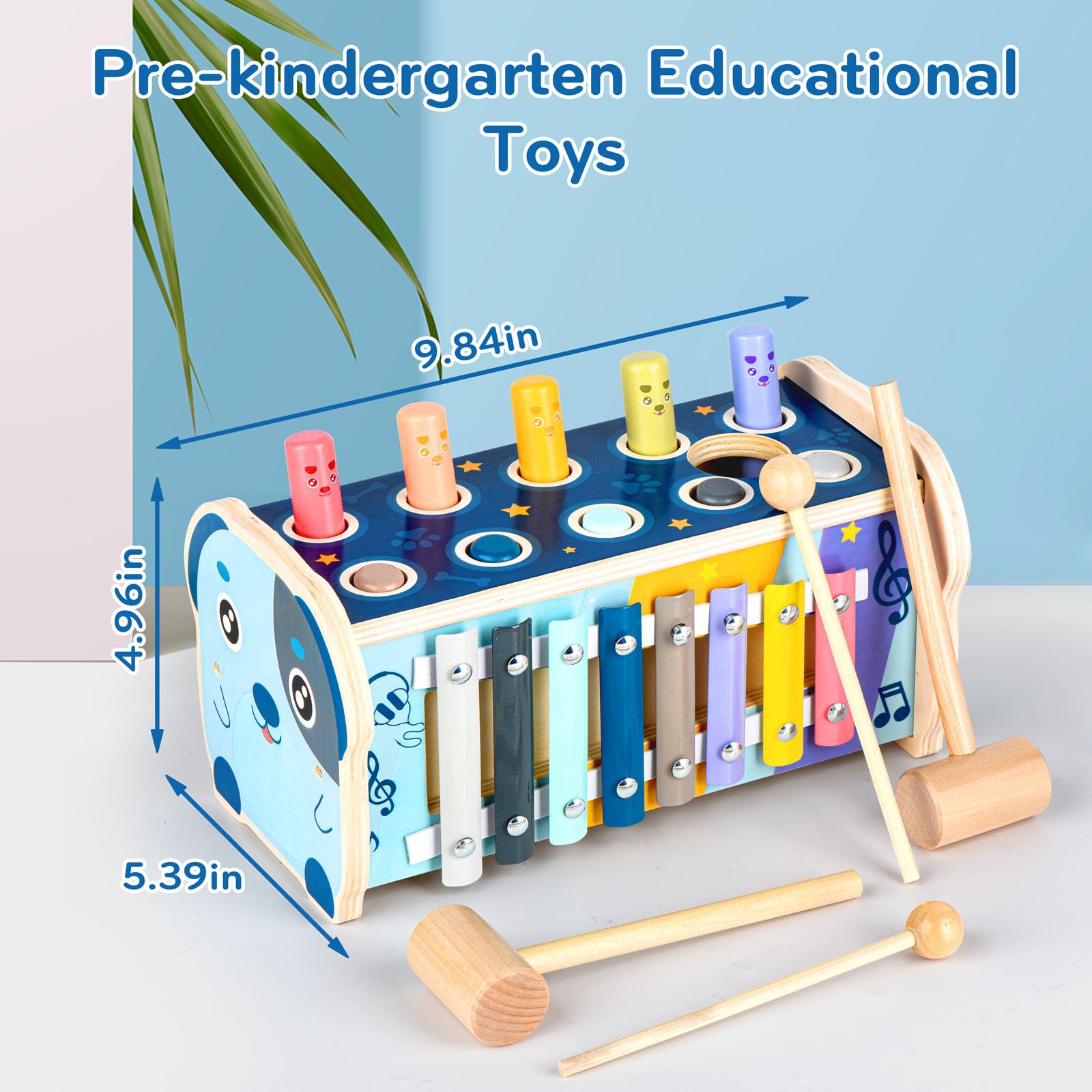 Montessori Wooden Hammering Pounding Toy for Toddlers Age 3-5 - Educational Preschool Learning Activity for Boys & Girls - Perfect for Fine Motor Skills Development & Sensory Play at Home or Classroom