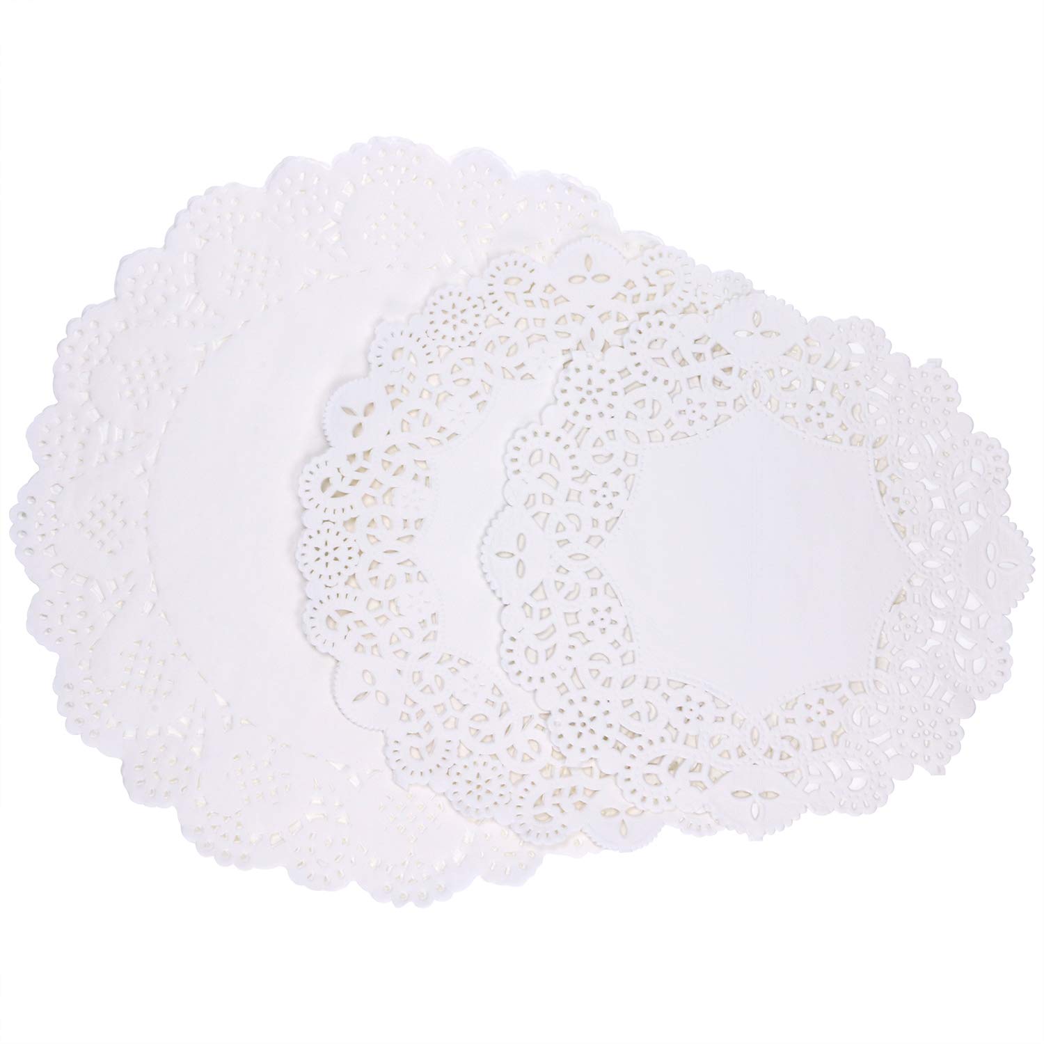 45PCS Disposable Lace Paper Doilies - 7.5, 8.5, 10.5 Inch Round Cake Dessert Plates Decorations for Wedding, Christmas, Tea Party, Holiday Table Setting, Crafts, Gift Wrapping & Serving Tray Liners