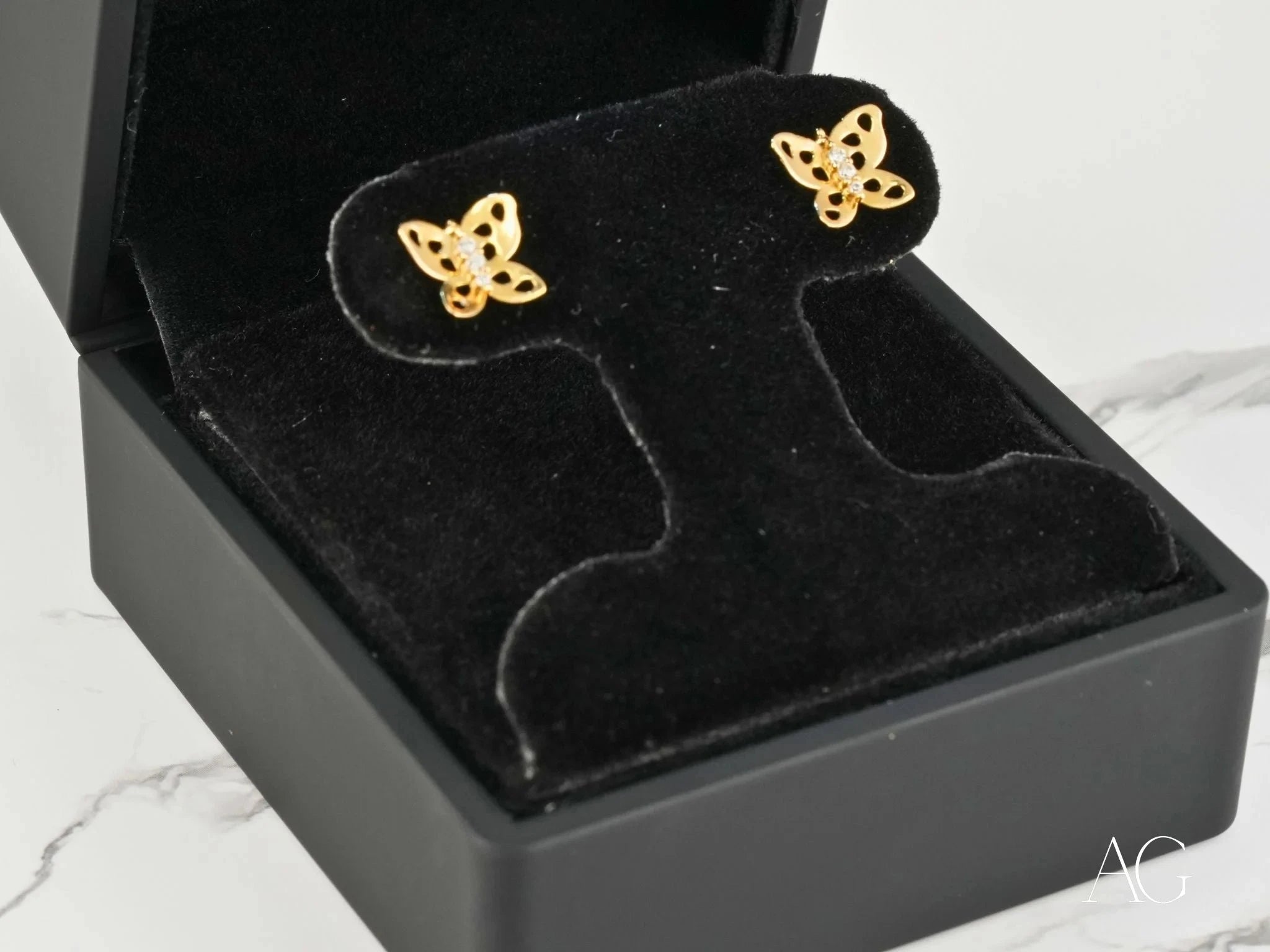 18K Gold CZ Butterfly Earrings for Women - Elegant Wing Design Dangle Earrings - Perfect for Weddings, Parties & Special Occasions