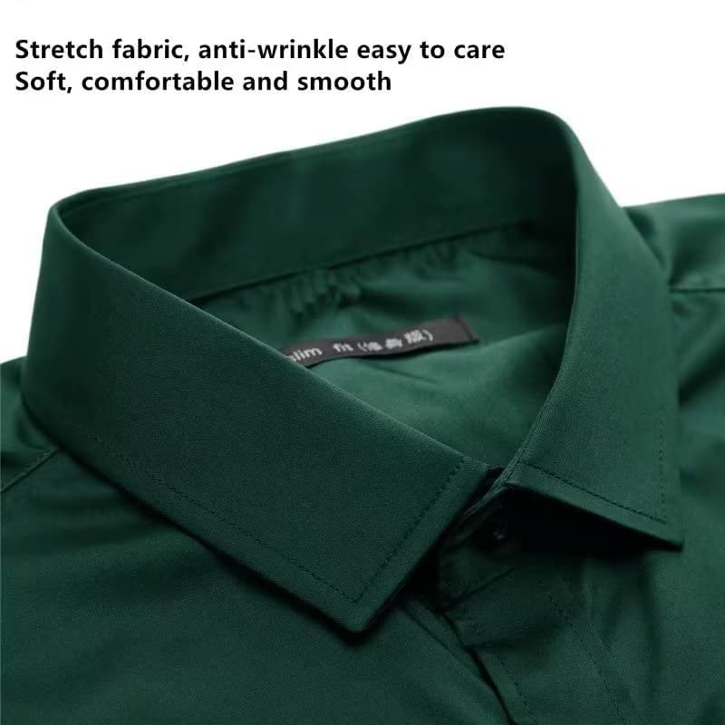 HUUTOE Men's Formal Dress Shirts - Long Sleeve Regular Fit Wedding & Prom Green Dress Shirt for Big & Tall XL - Perfect for Business, Office, and Special Occasions